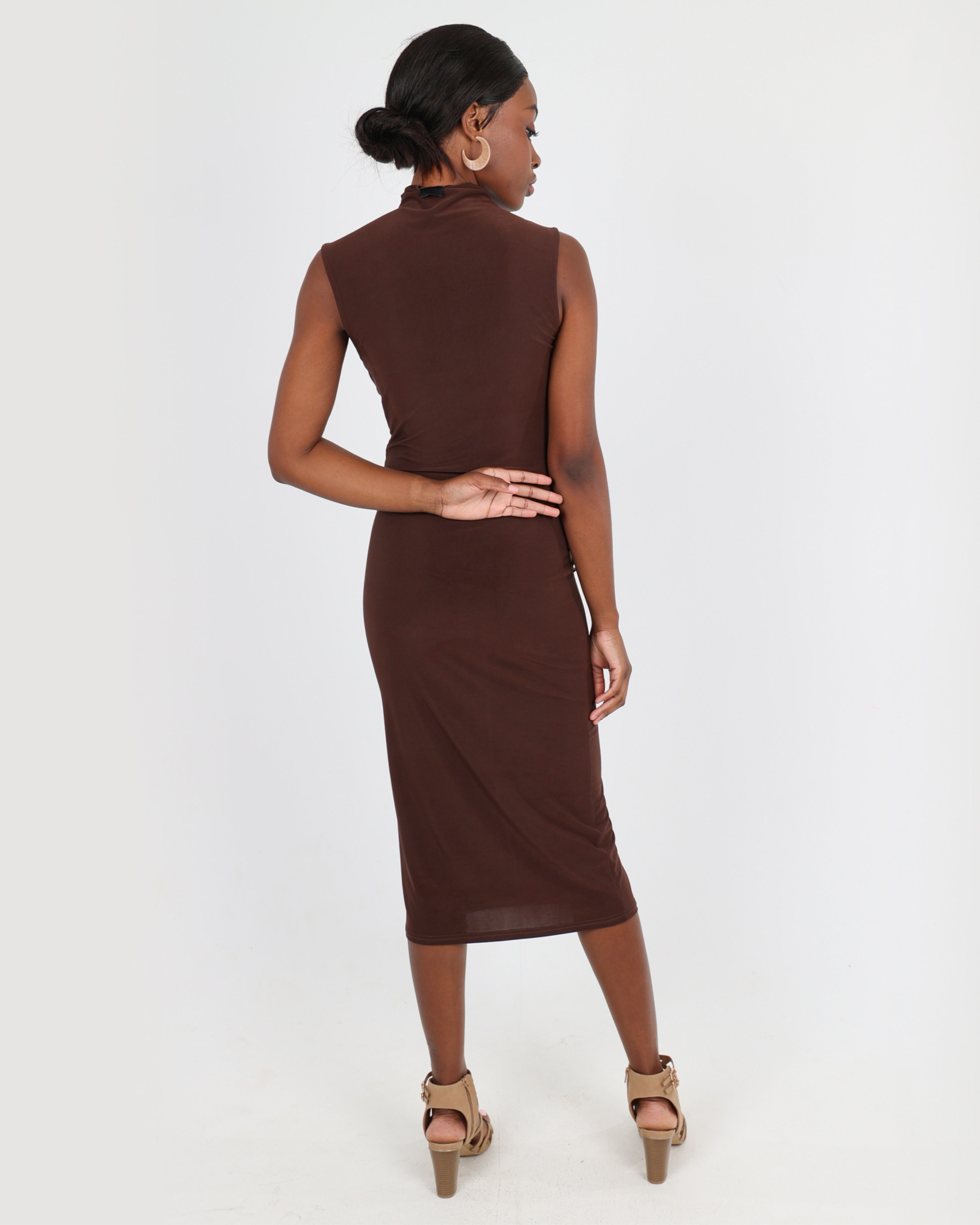 Chocolate Turtle Neck Bodycon Dress