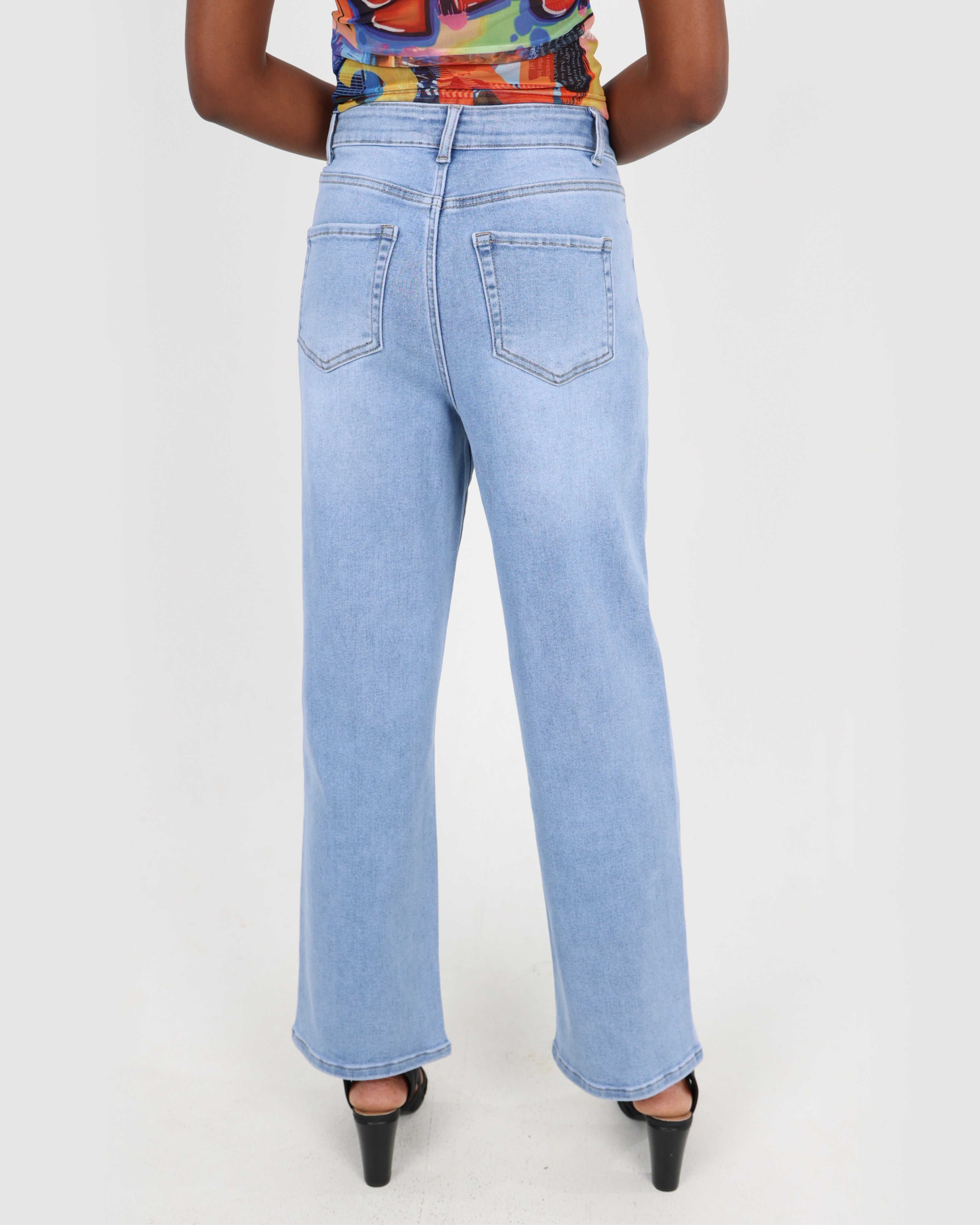 Light Indigo Flared Denim Jeans