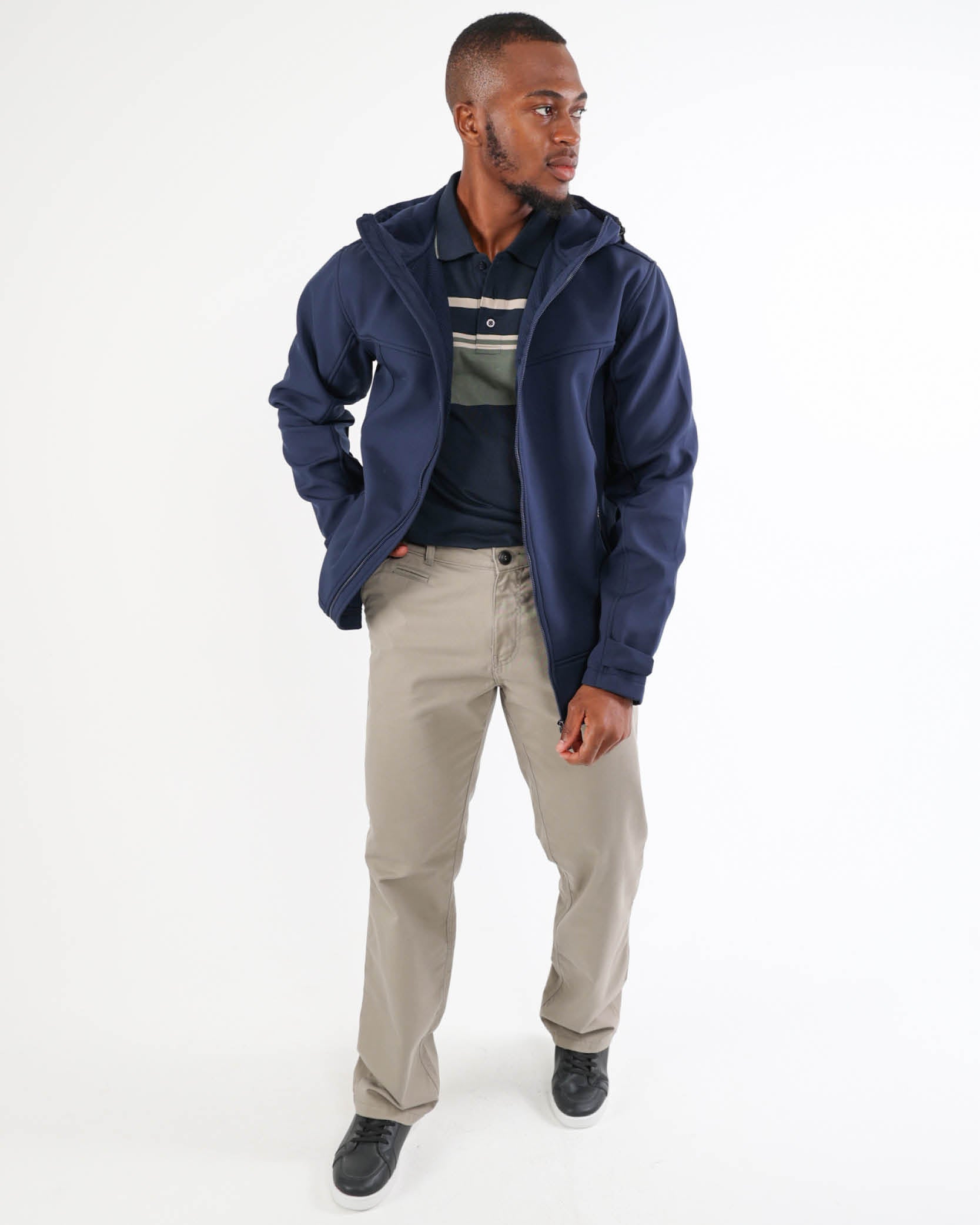 Navy Soft Shell Hooded Jacket