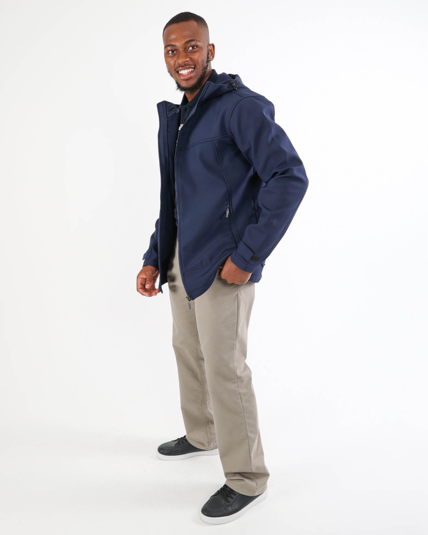 Navy Soft Shell Hooded Jacket