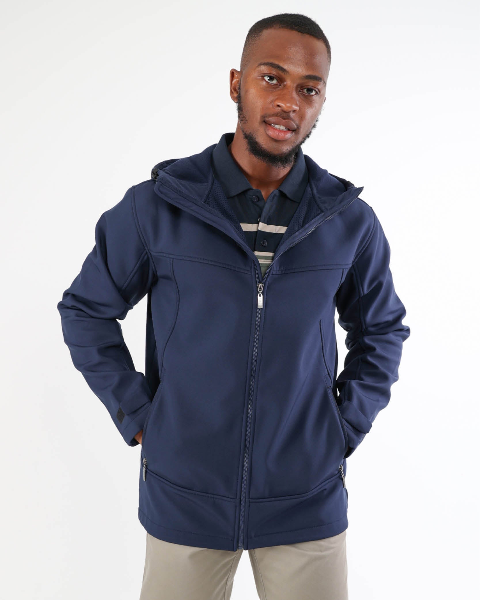 Navy Soft Shell Hooded Jacket