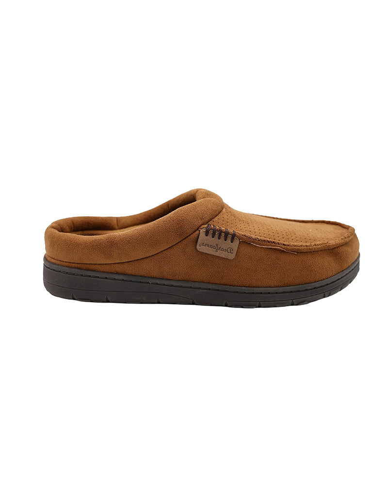 Perforated Tan Mock Suede Slip-On Moccasins