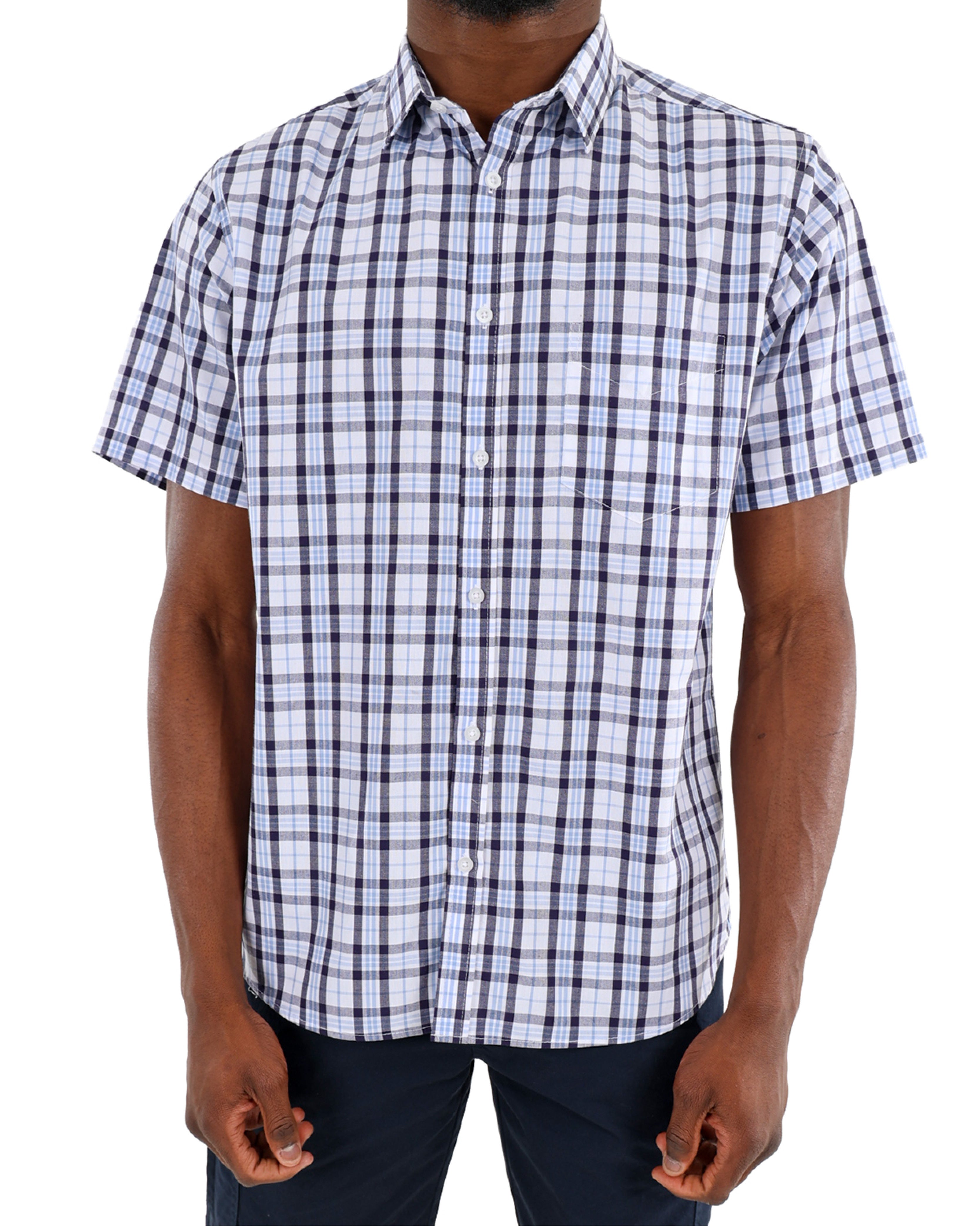 Short Sleeve Blue Check Shirt