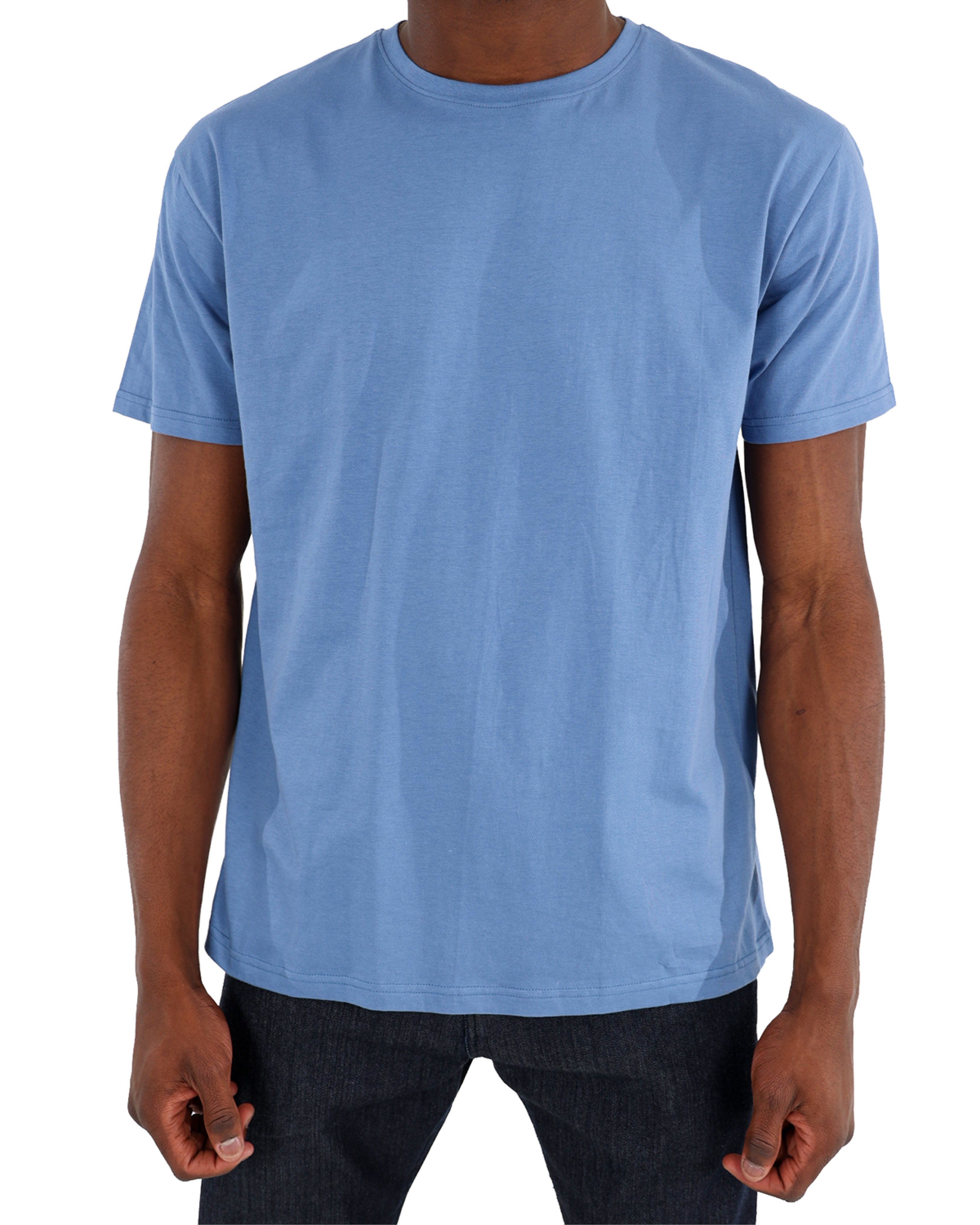 Short Sleeve Smokey Blue Cotton T-Shirt