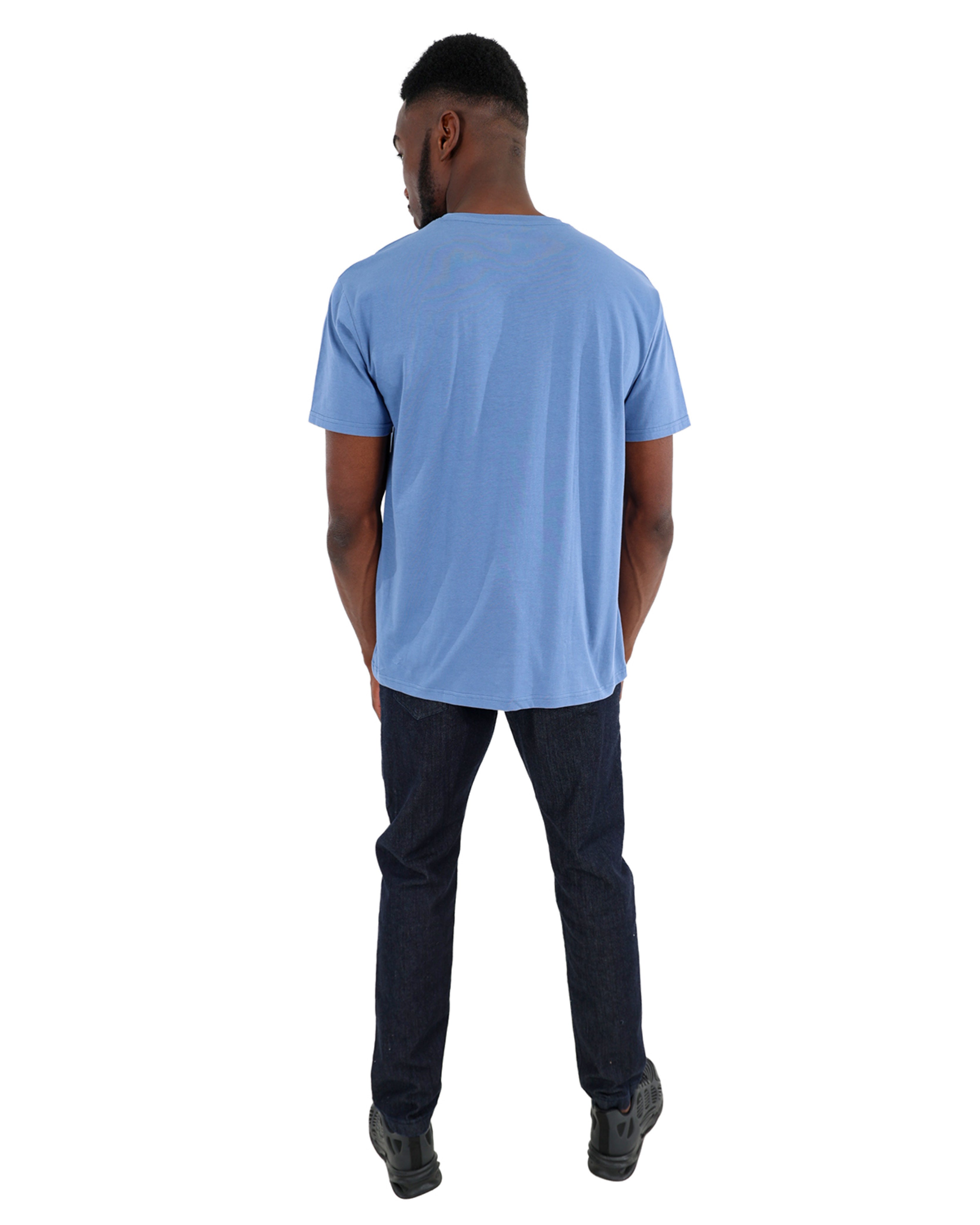 Short Sleeve Smokey Blue Cotton T-Shirt