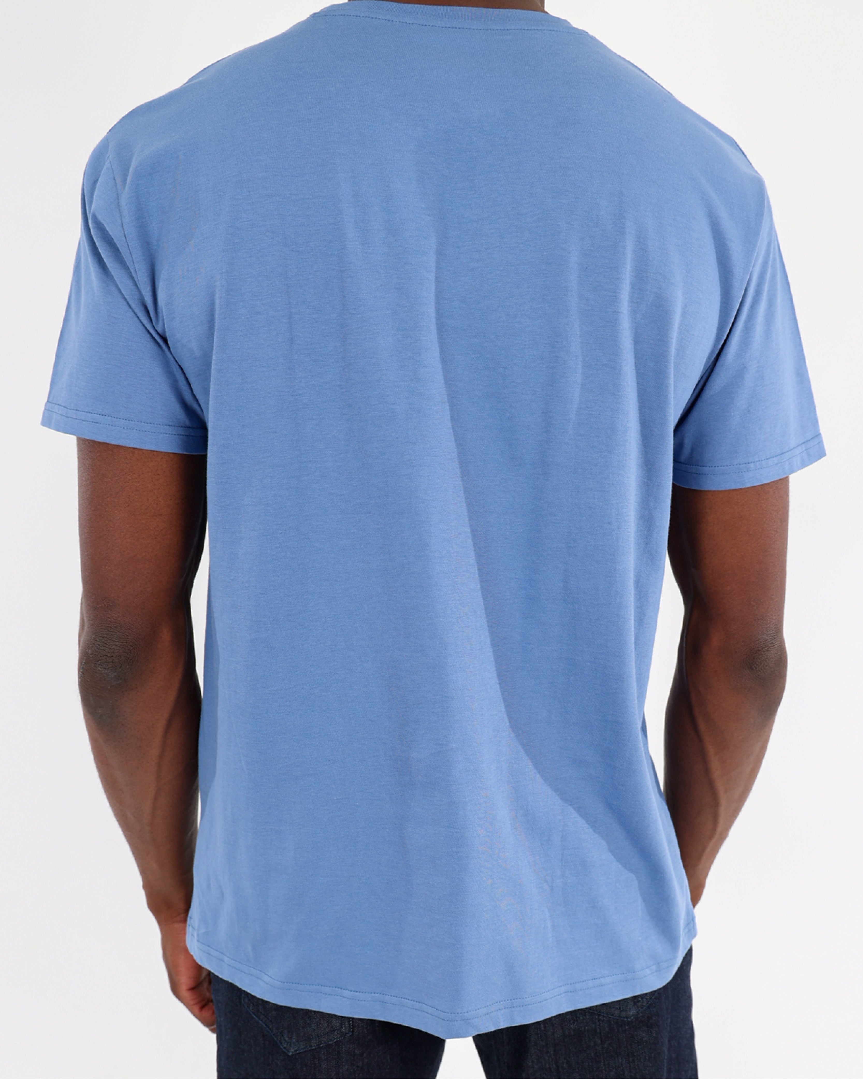 Short Sleeve Smokey Blue Cotton T-Shirt