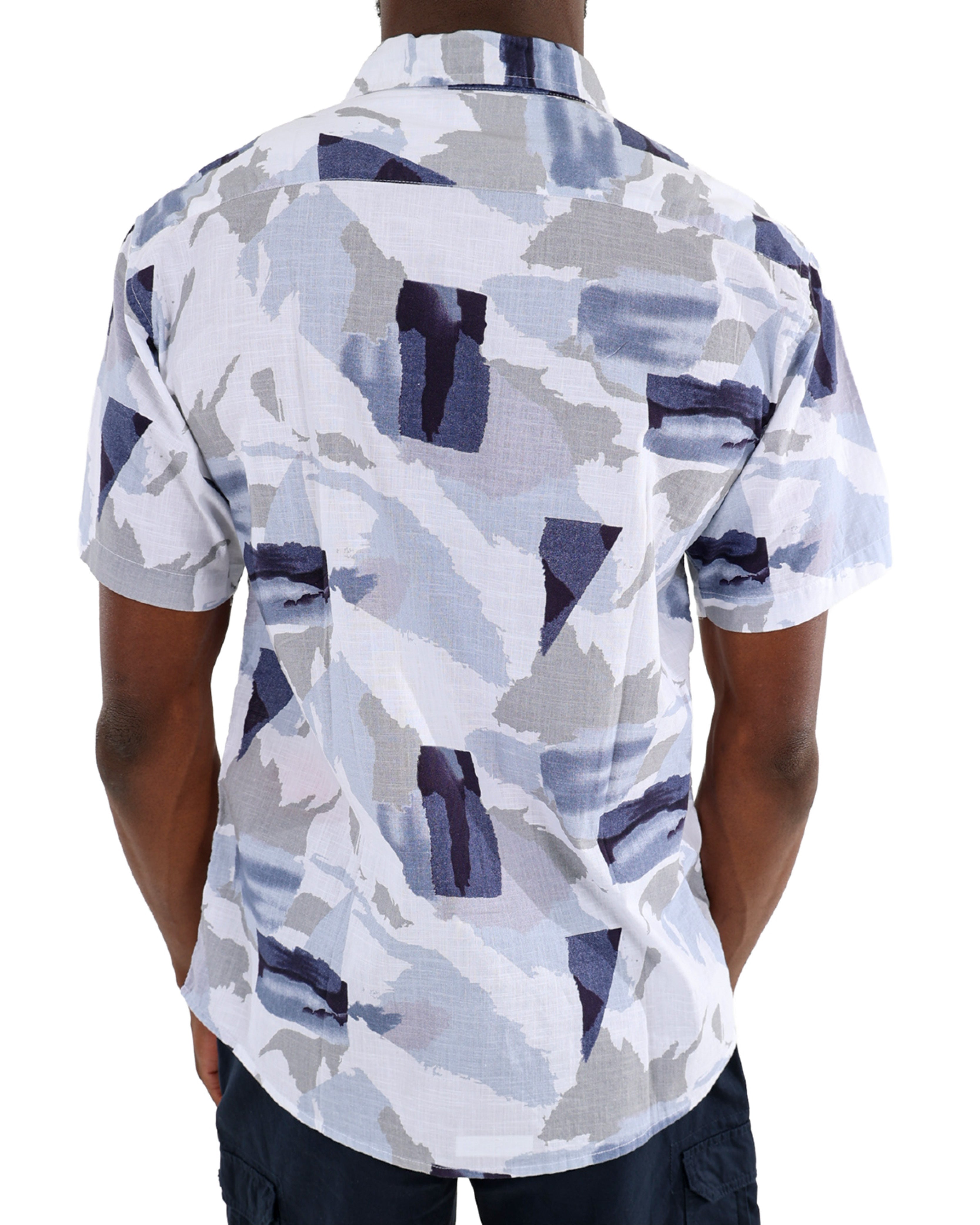 Short Sleeve Cotton Slub Abstract Print