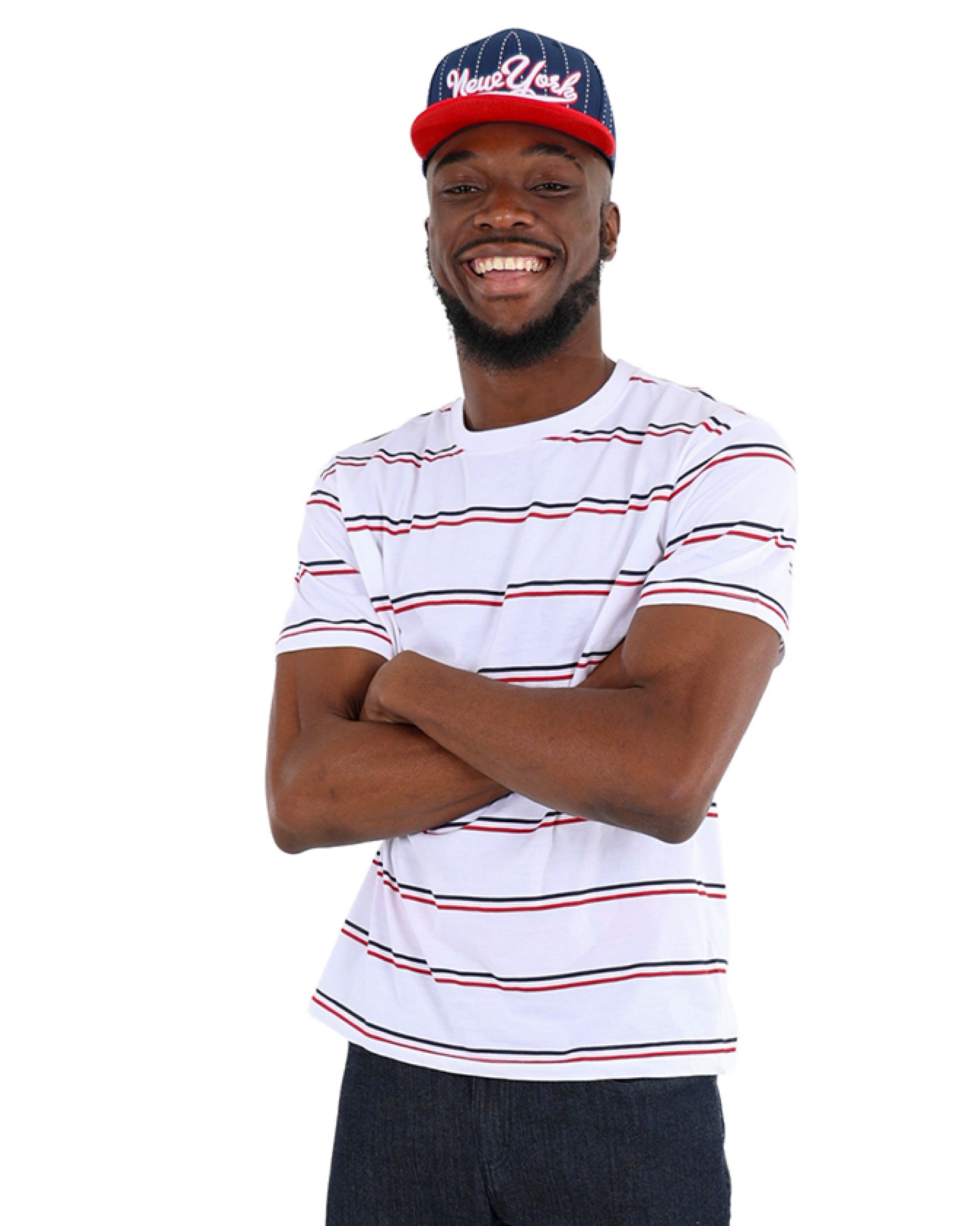 Short Sleeve Navy & Red Stripe T-Shirt