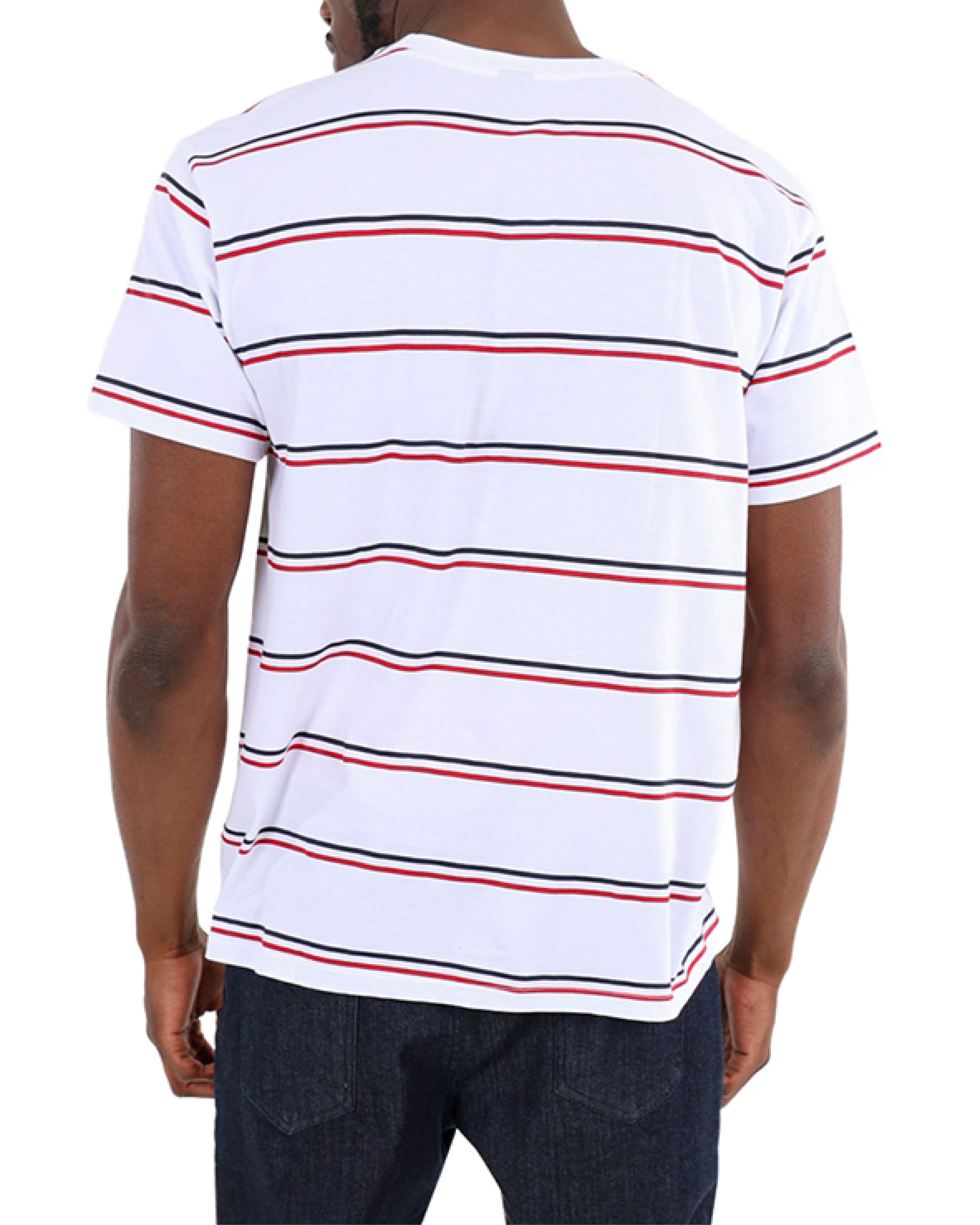 Short Sleeve Navy & Red Stripe T-Shirt