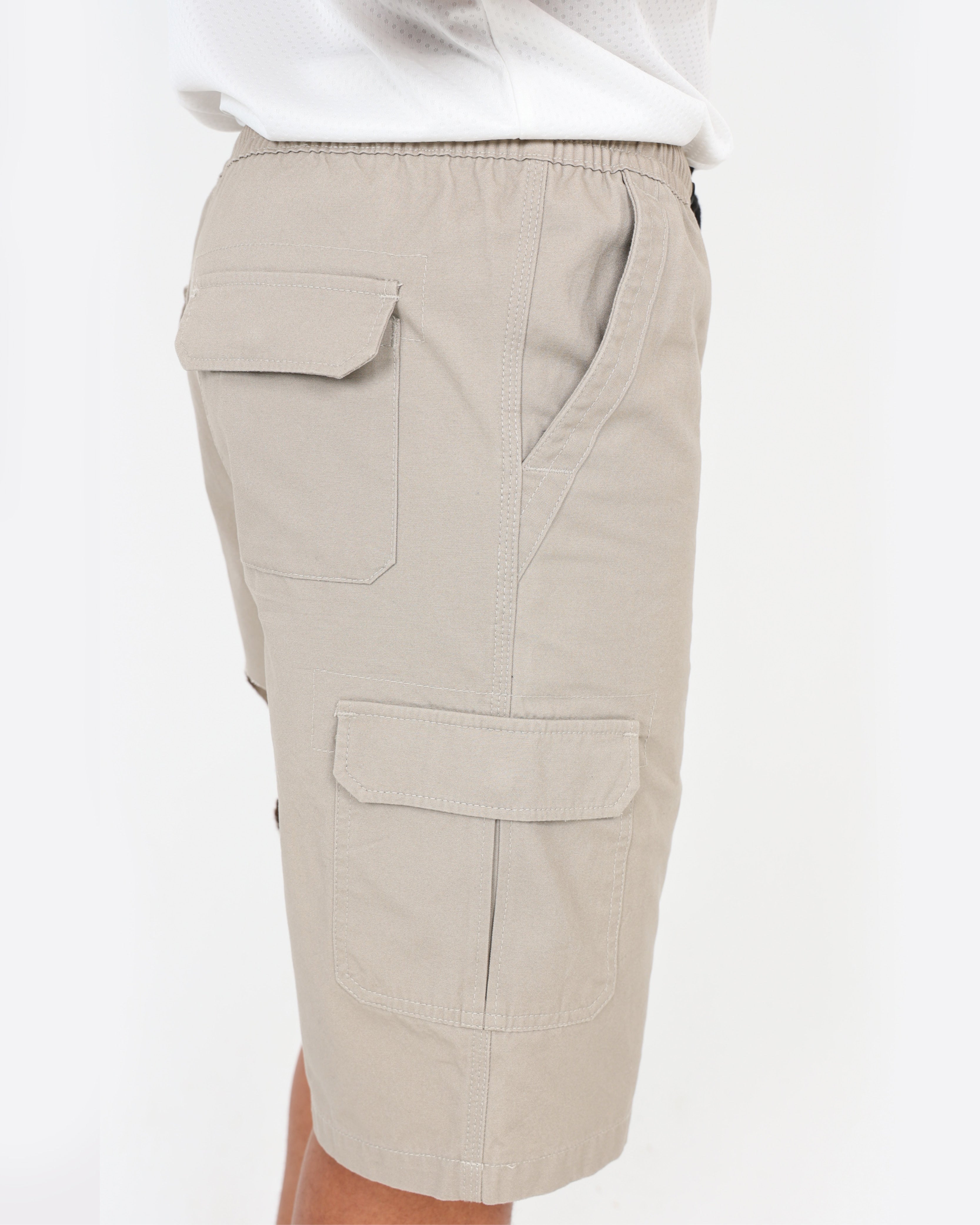 Stone Relaxed Fit Elasticated Cargo Short