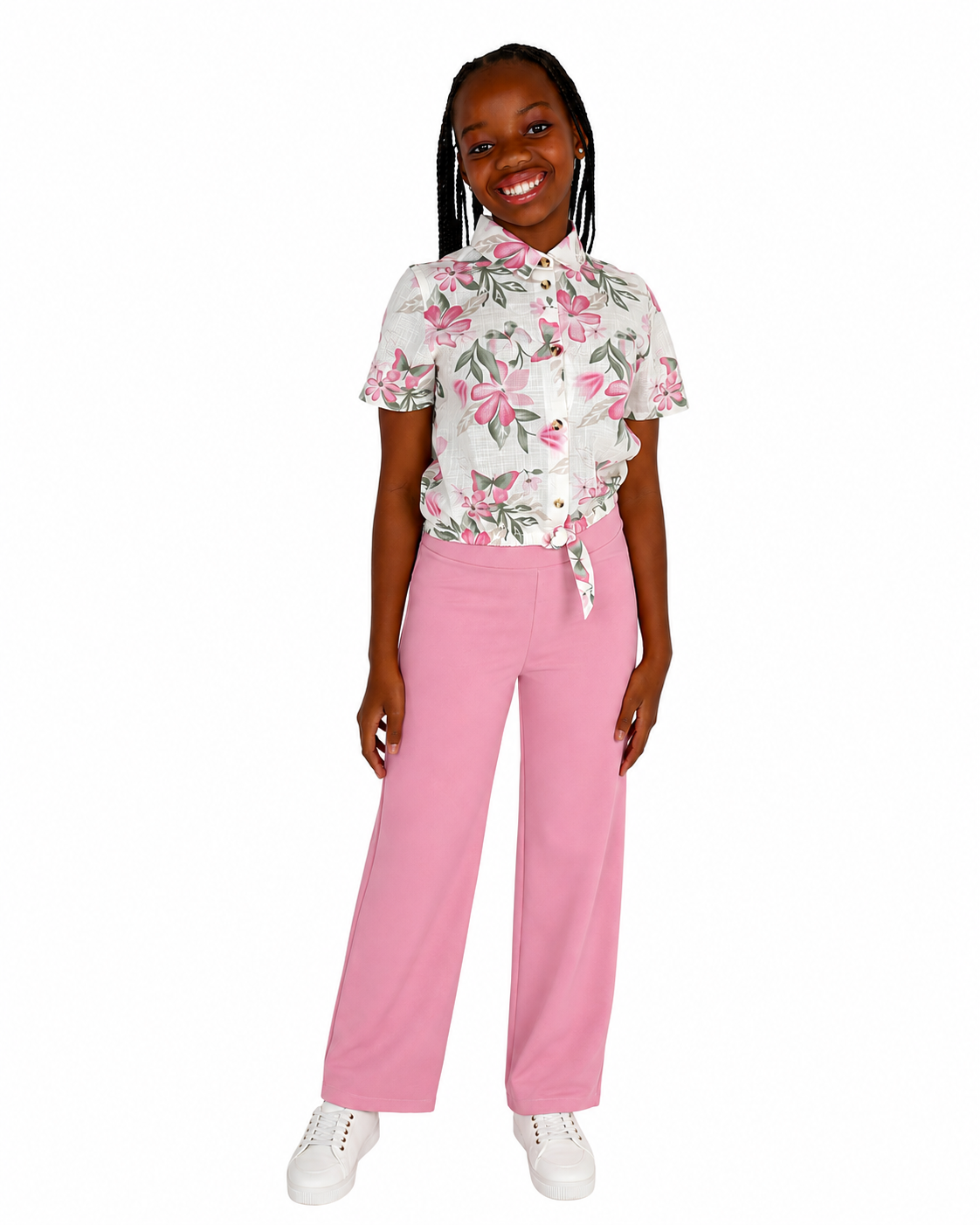 Pink Flared Leg High Waisted Pants