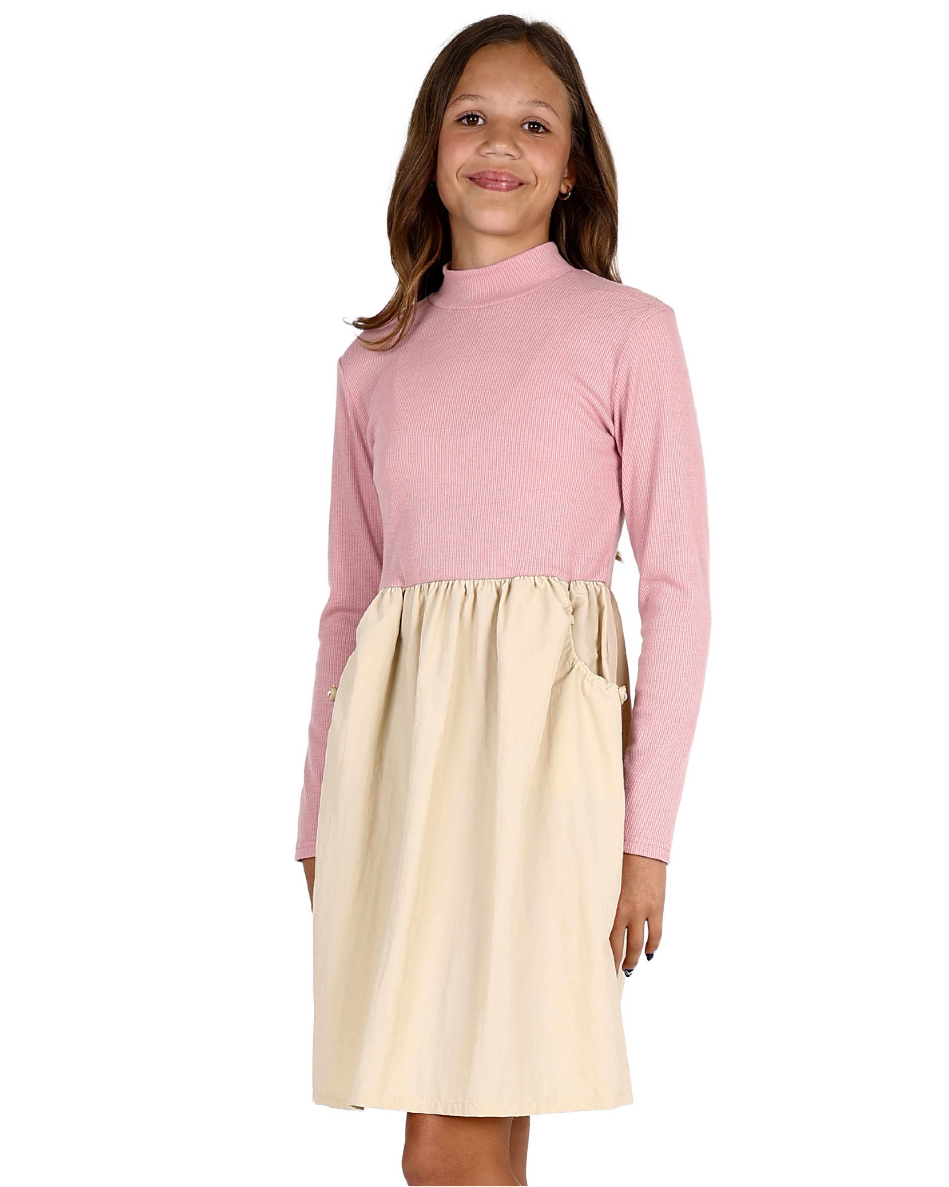 Long Sleeve Ribbed Parachute Combo Dress