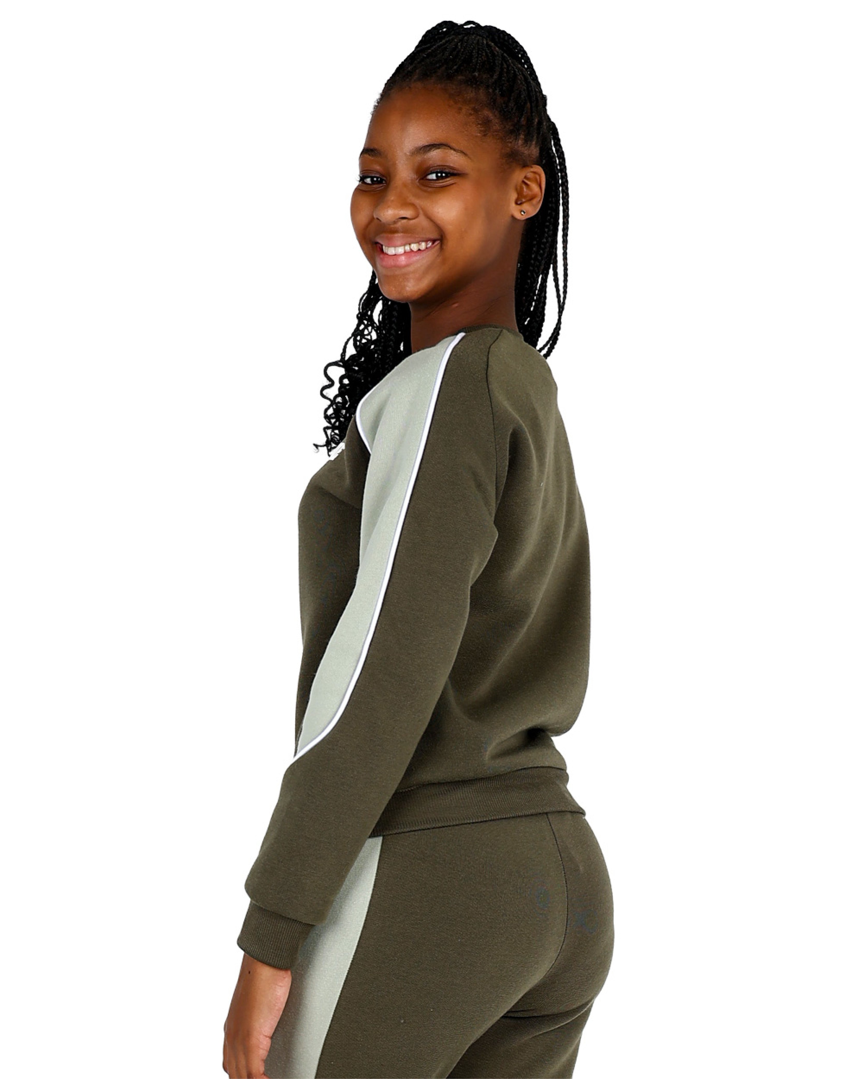 Sports League Olive Colour Block Tracksuit