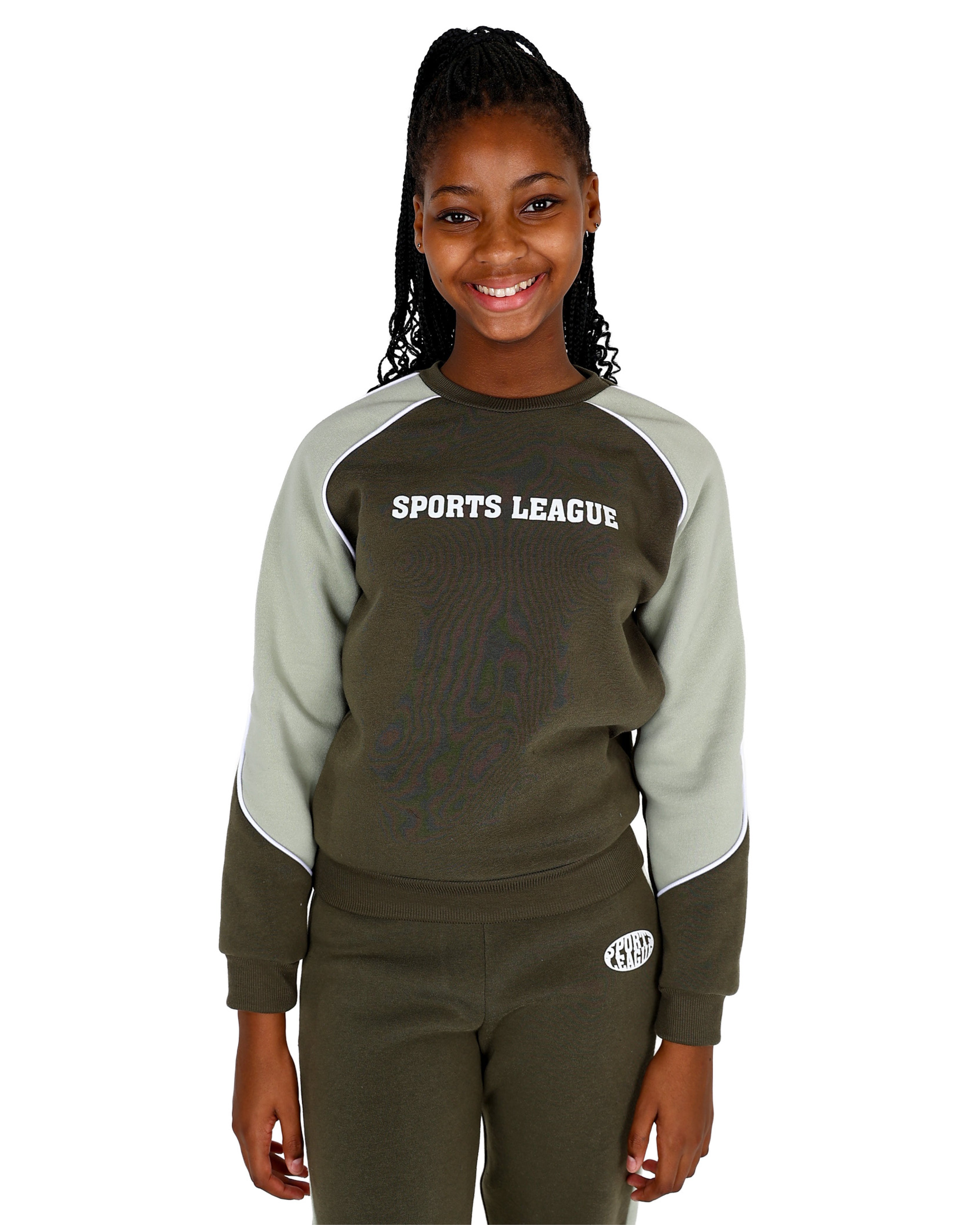 Sports League Olive Colour Block Tracksuit
