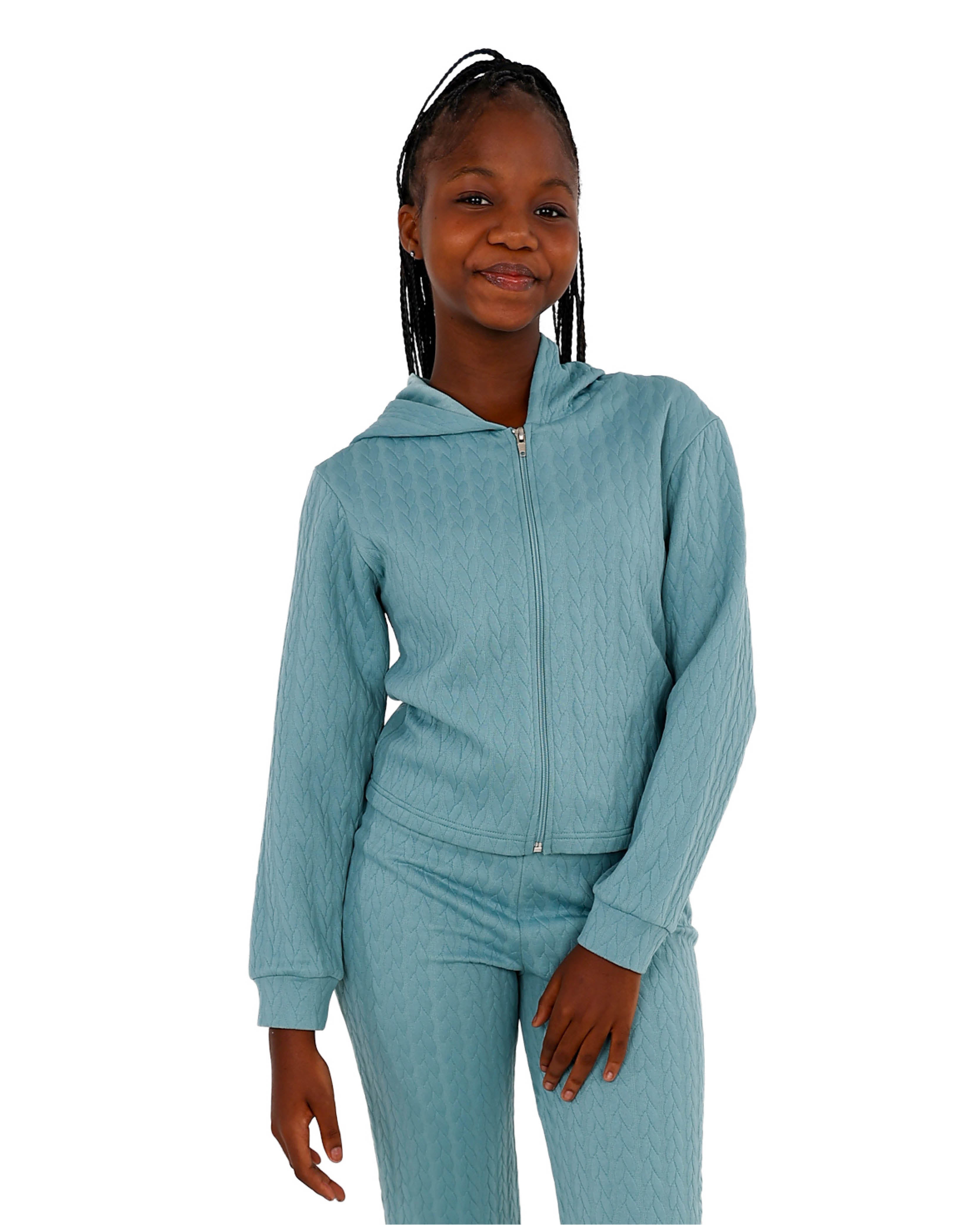 Green Jacquard Zip-Up Hoodie