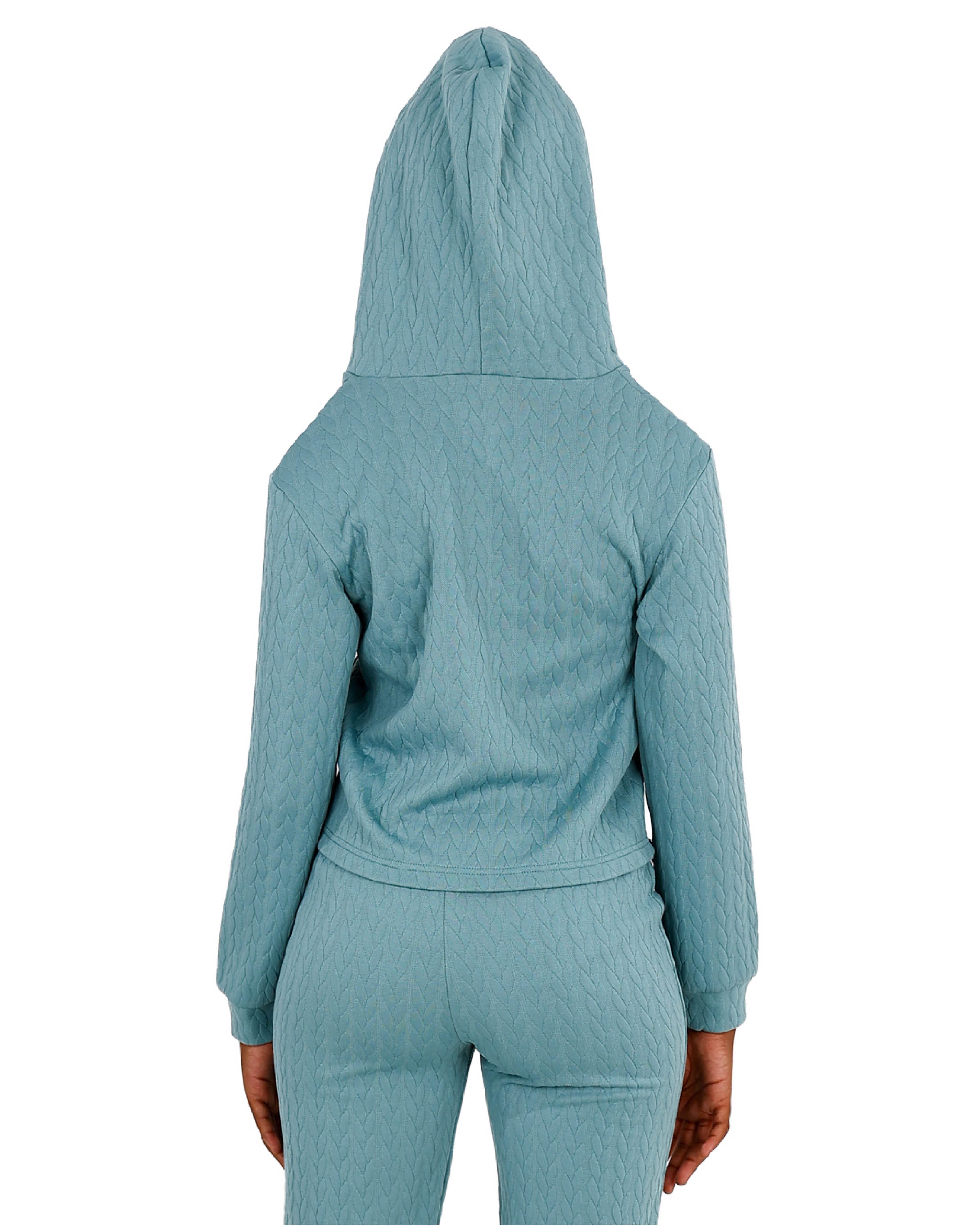 Green Jacquard Zip-Up Hoodie