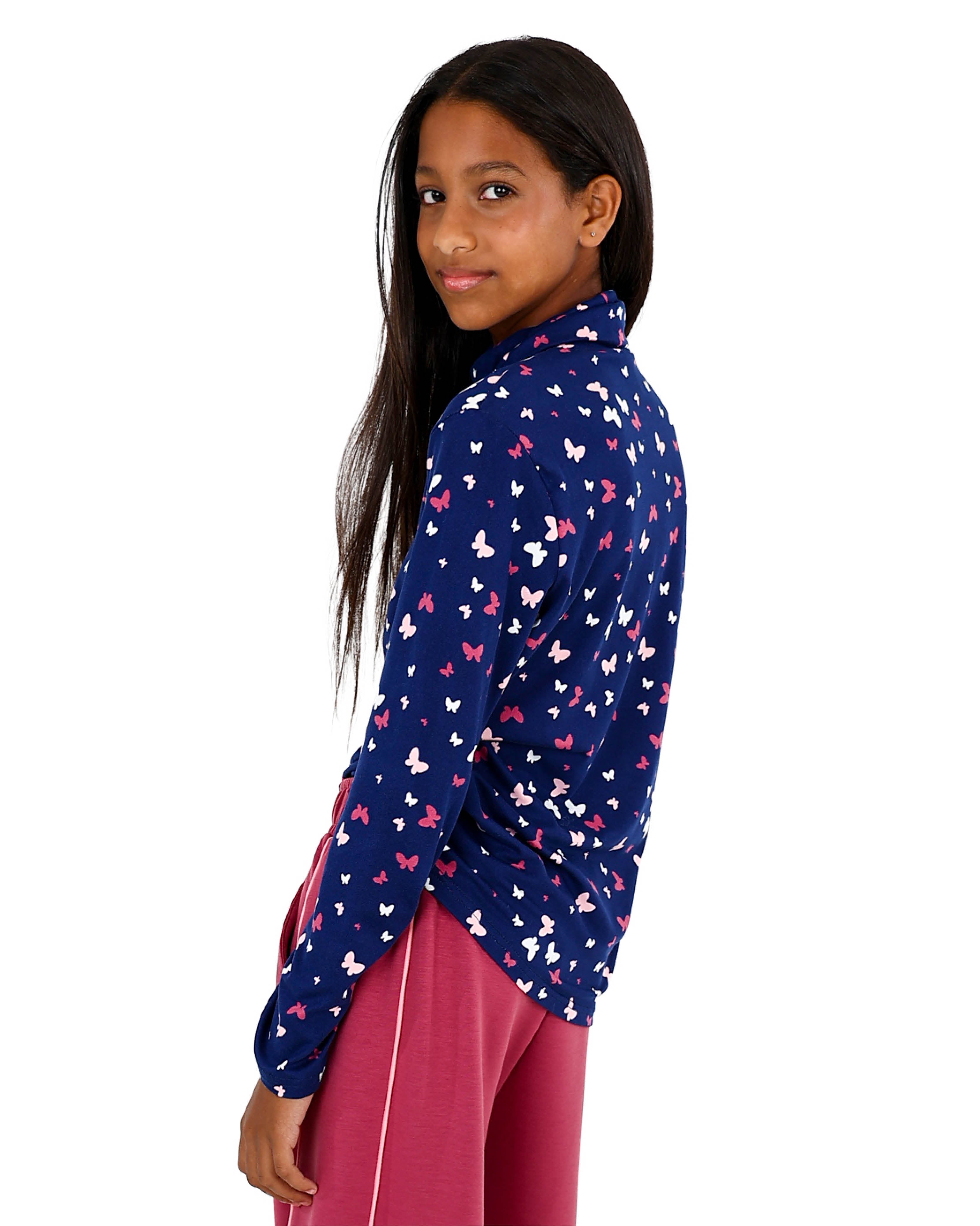 2 Pack Butterfly/Happiness Graphic Print Polo Necks