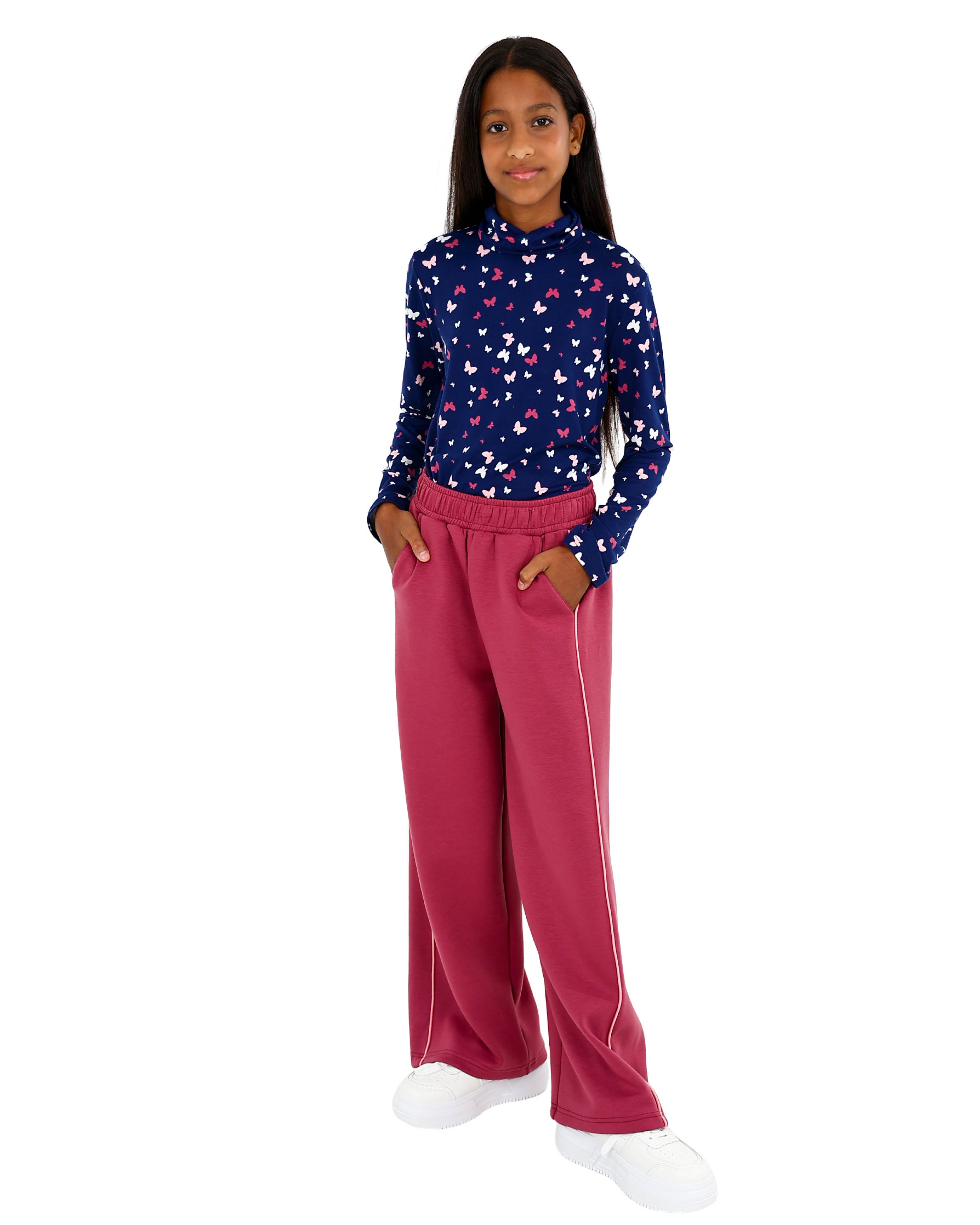 Contrast Piping Detail Wide Leg Active Pants