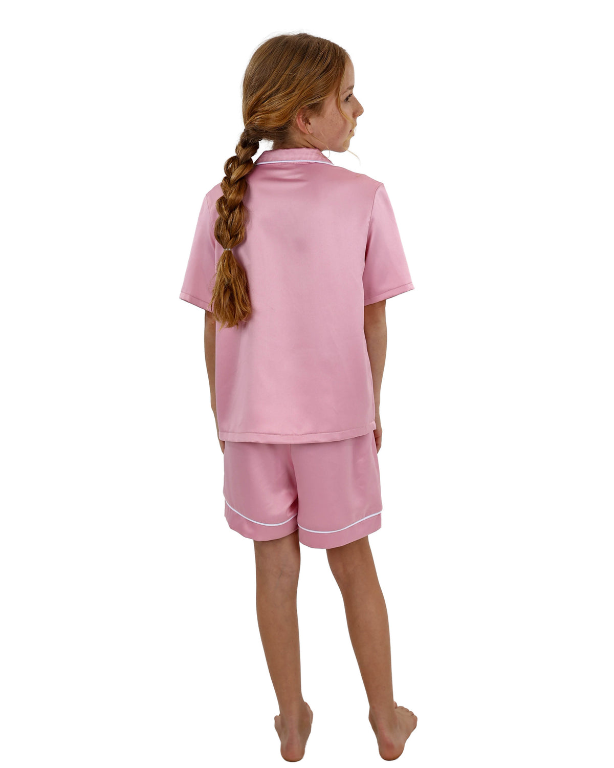Short Sleeve Pink Satin Pyjama Set