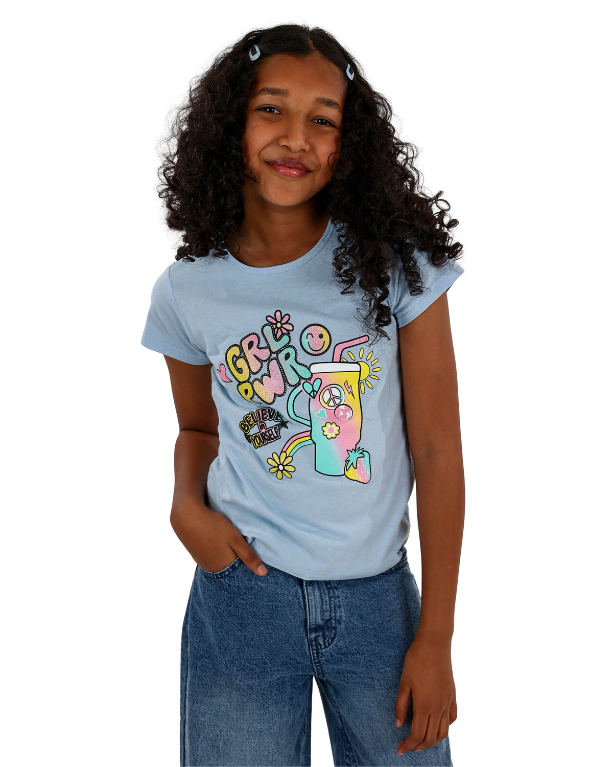 Short Sleeve Girl Power Graphic Print T-Shirt