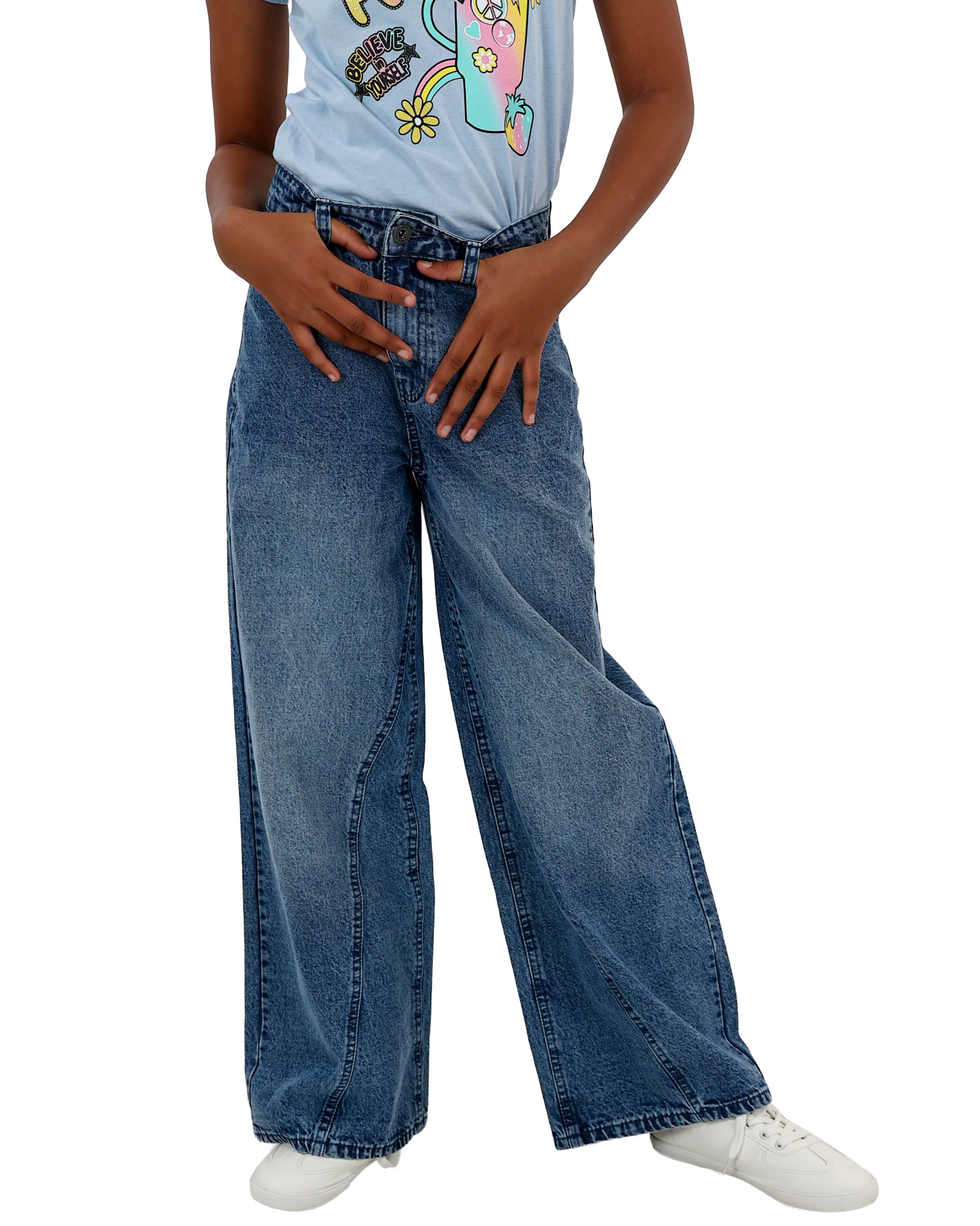 Medium Indigo Insert Flare Jeans