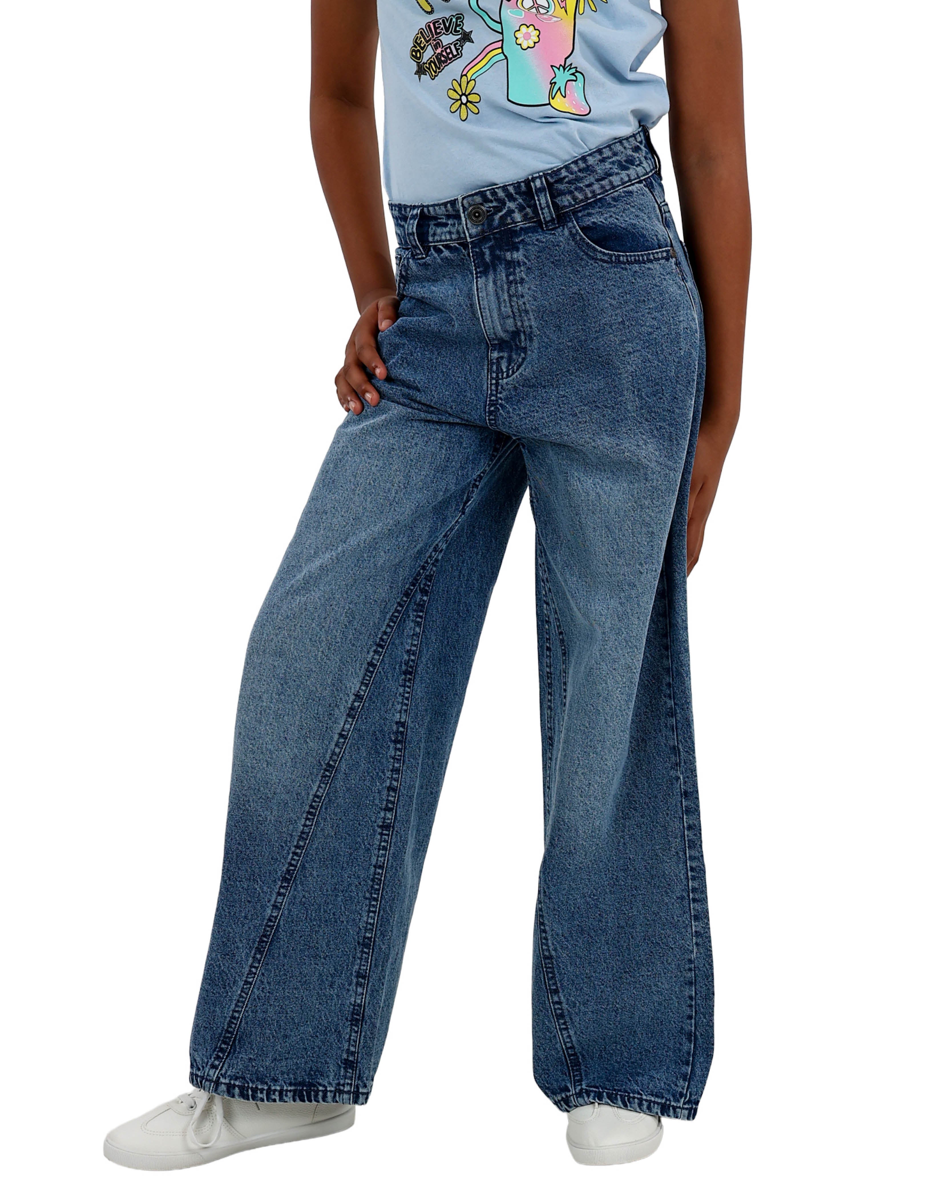 Medium Indigo Insert Flare Jeans
