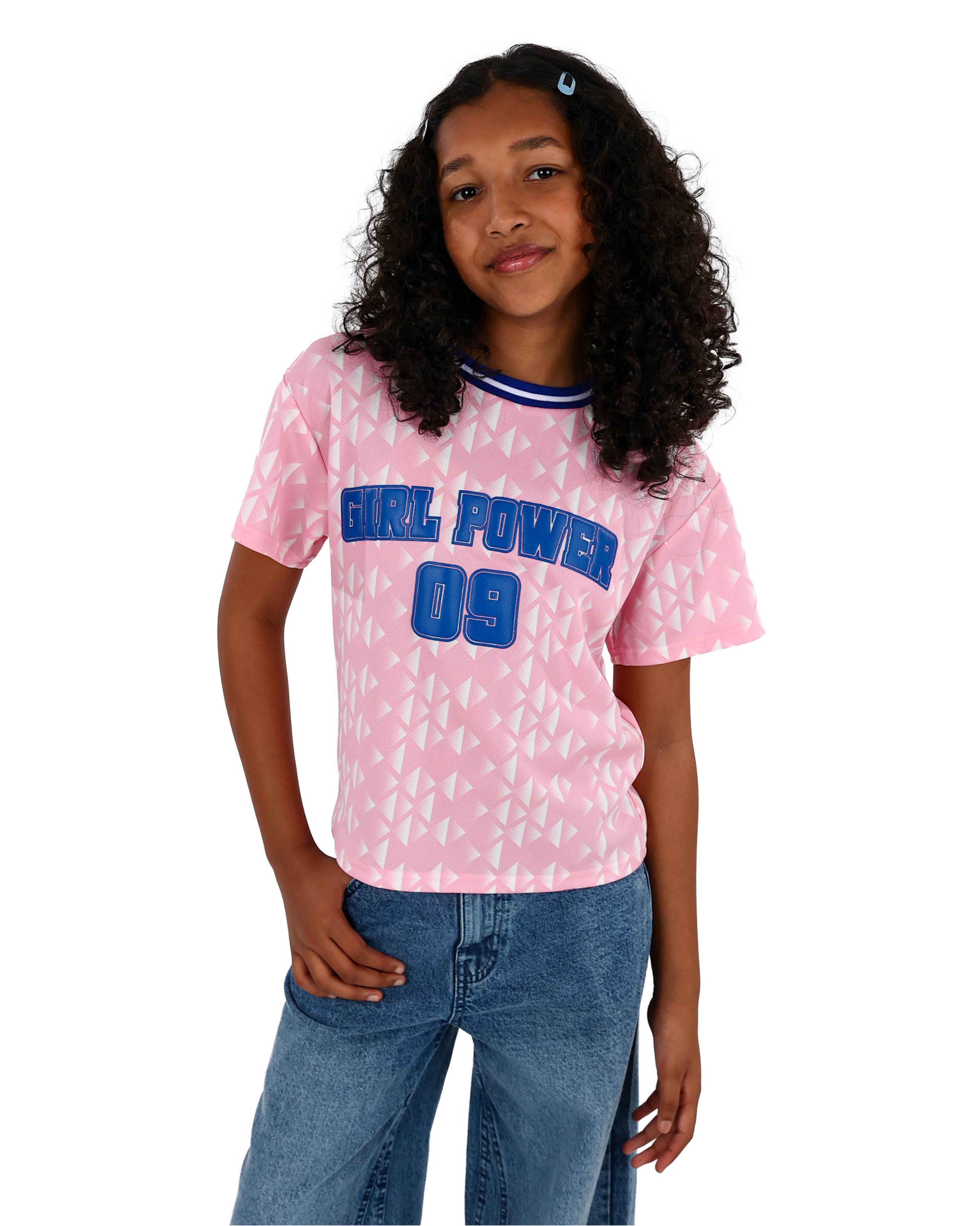 Short Sleeve Pink Birds Eye Girl Power T-Shirt