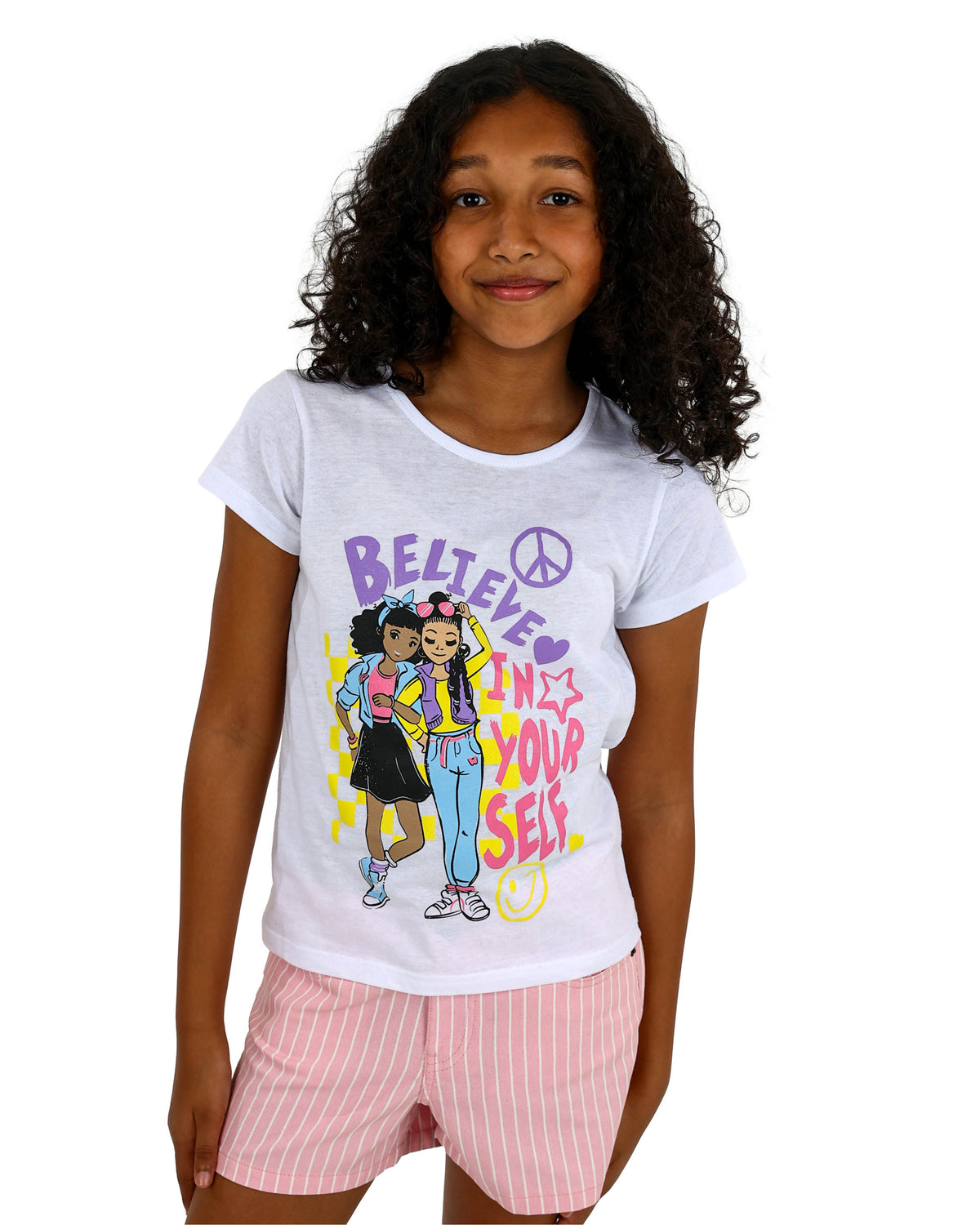 Short Sleeve Believe In Yourself Graphic Print T-Shirt