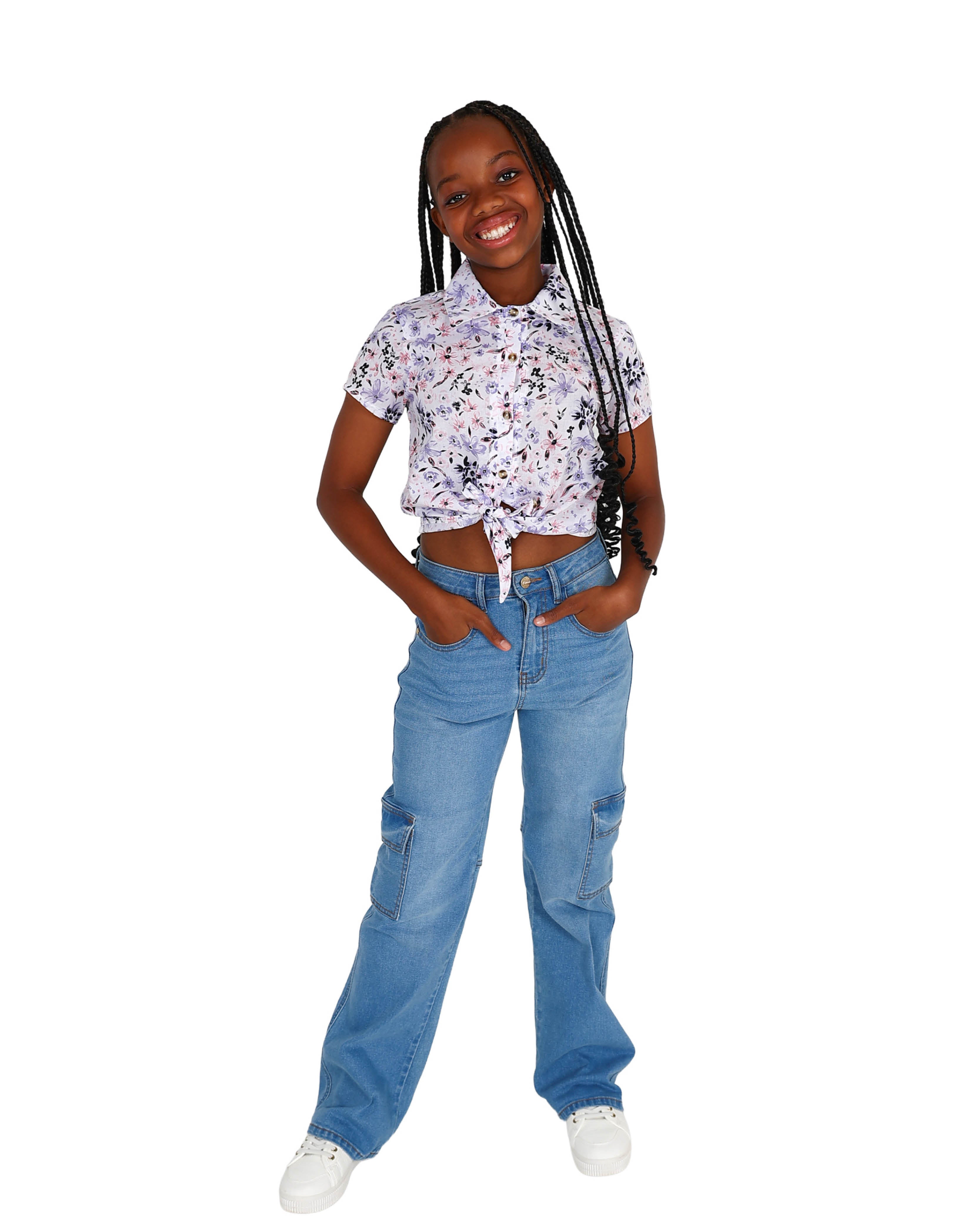Light Indigo Cargo Jeans