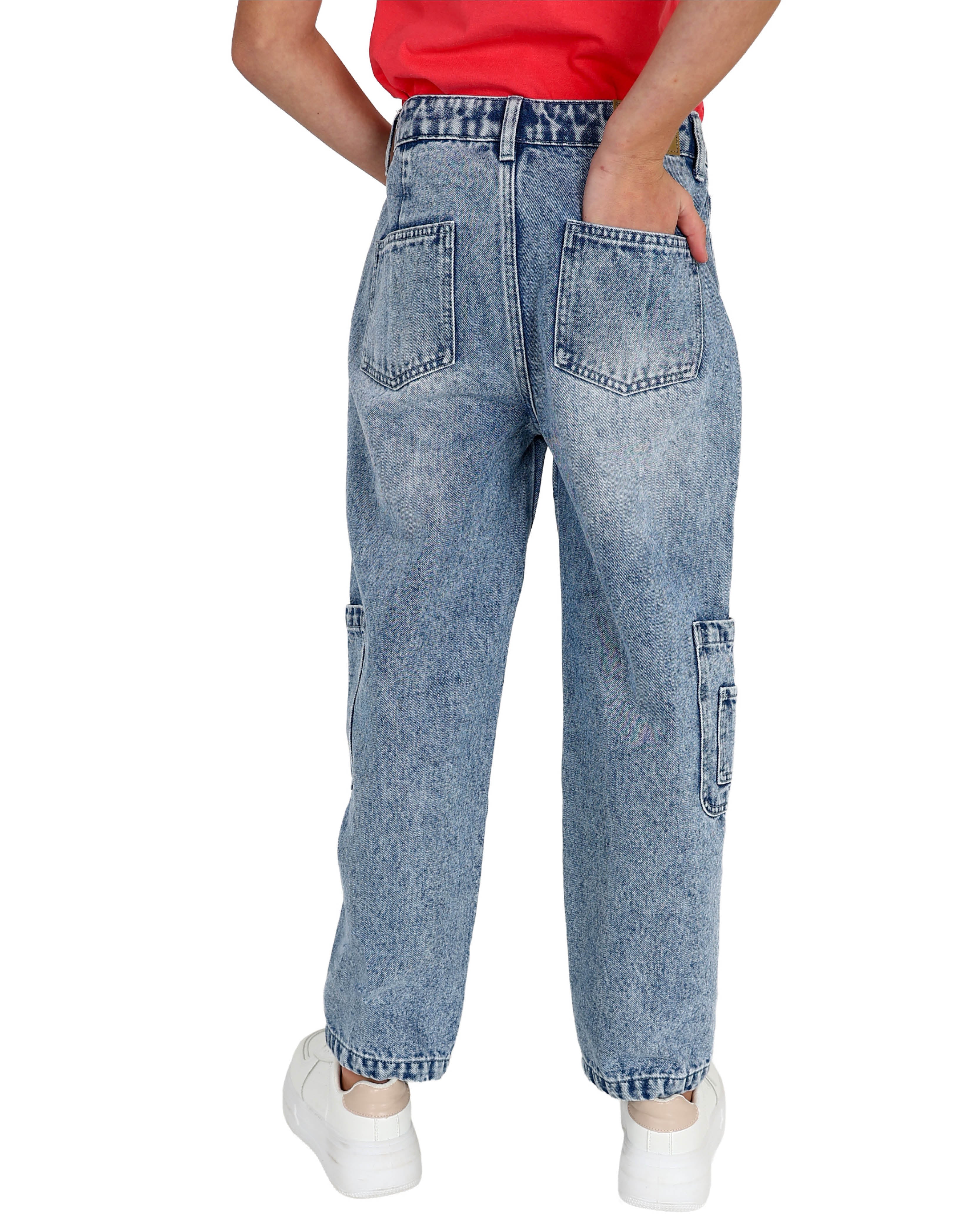 Light Indigo Utility Pocket Barrel Jeans