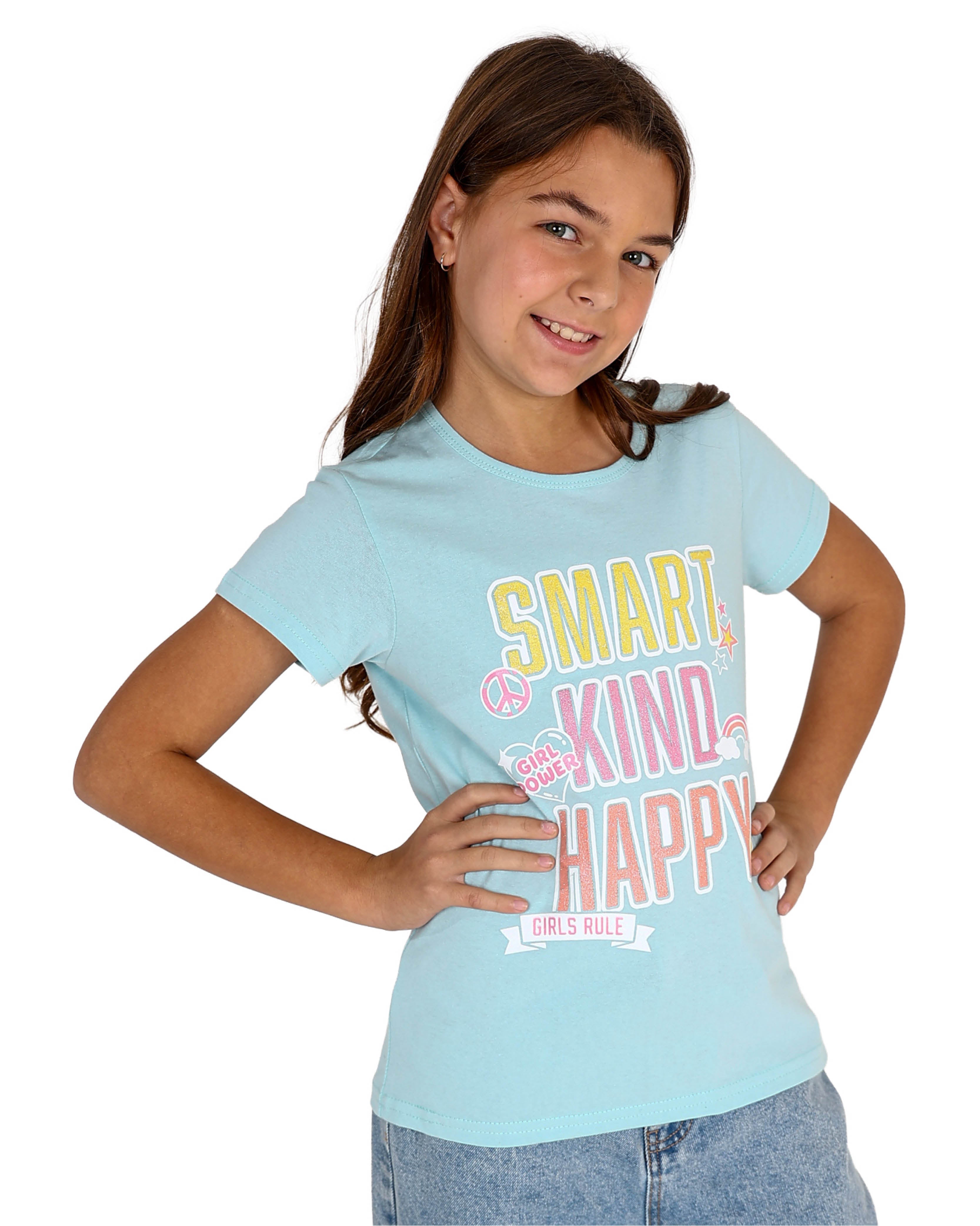 Short Sleeve Smart, Kind, Happy Graphic Print T-Shirt