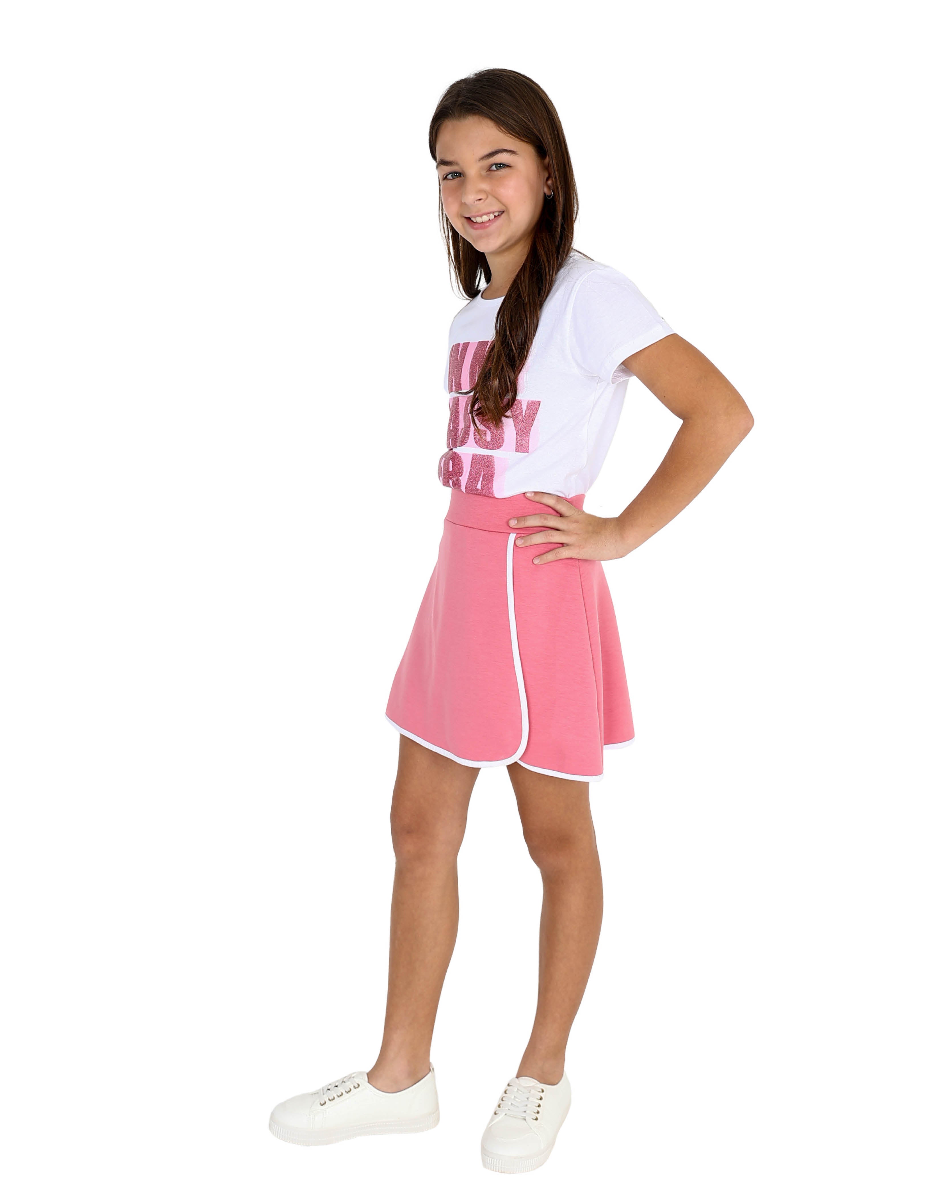 Pink Contrast Binding Detail Skort