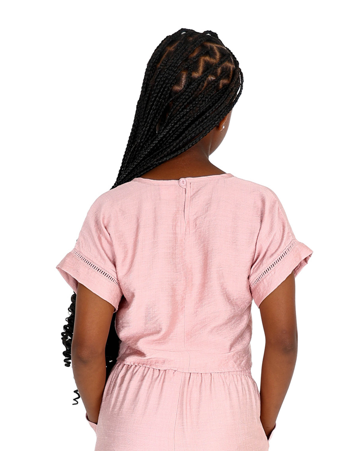 Pink Ladder Lace Inset Pants Set