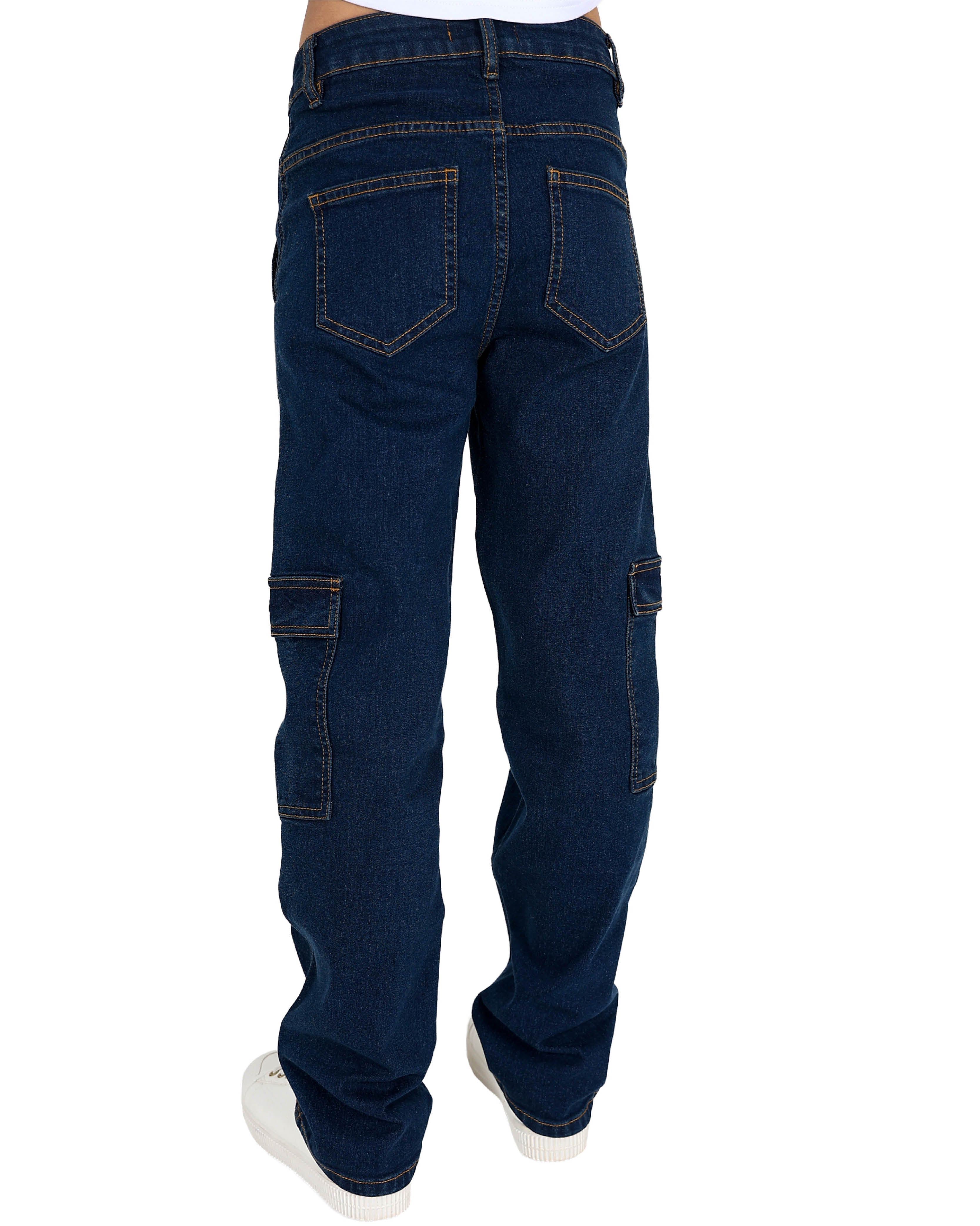 Dark Indigo Cargo Pockets Panel Jeans