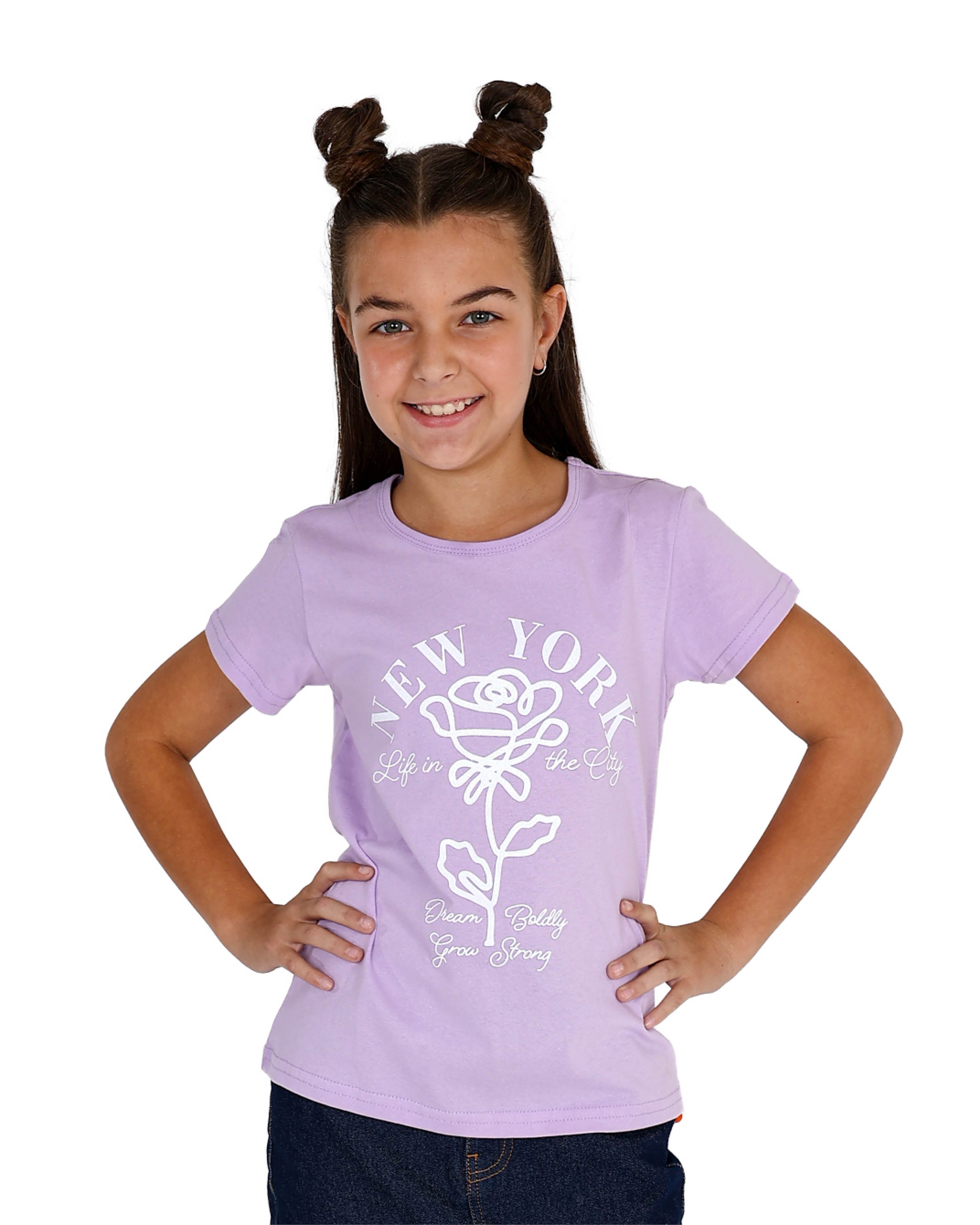 New York Flower Graphic Print T-Shirt