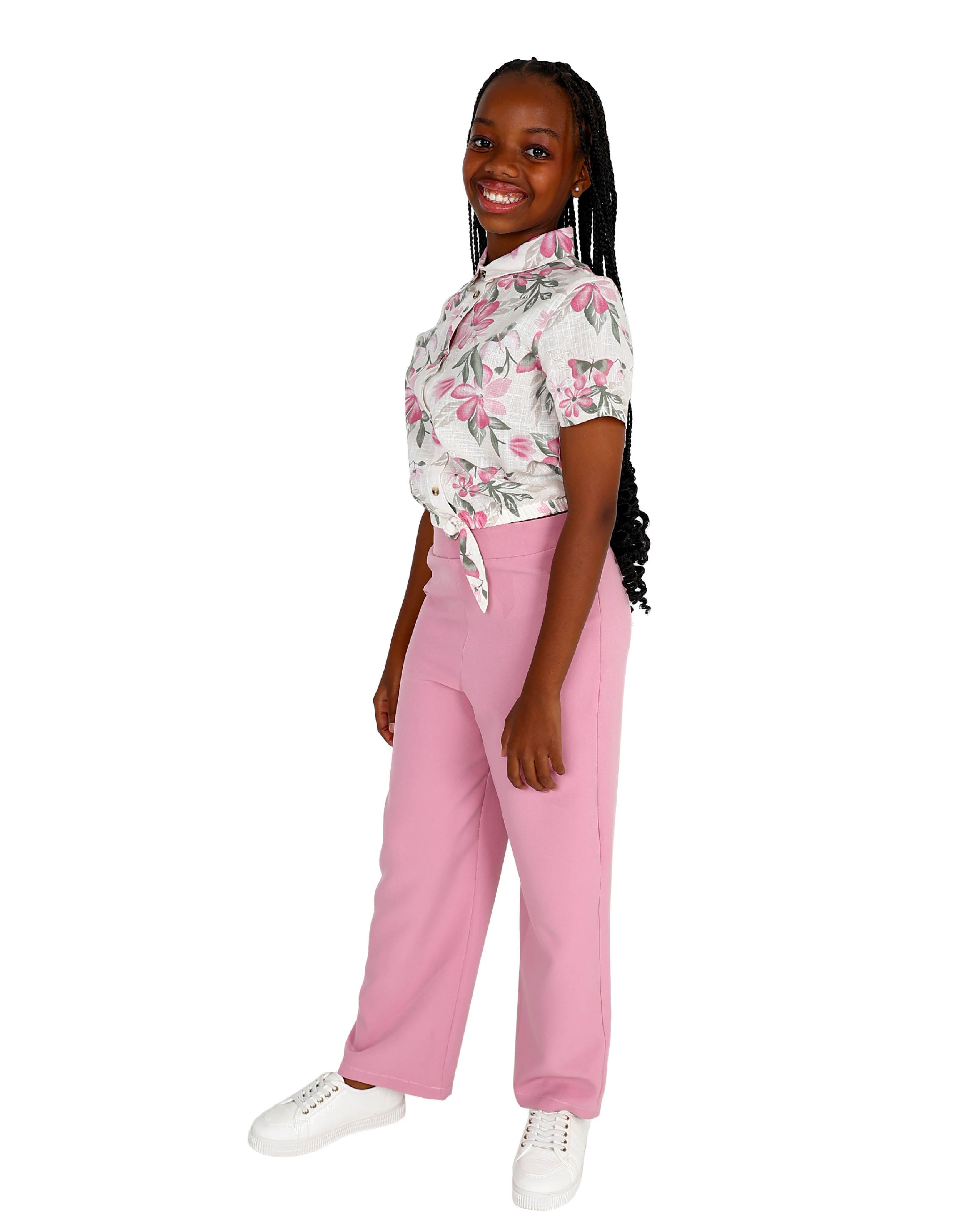 Pink Flared Leg High Waisted Pants