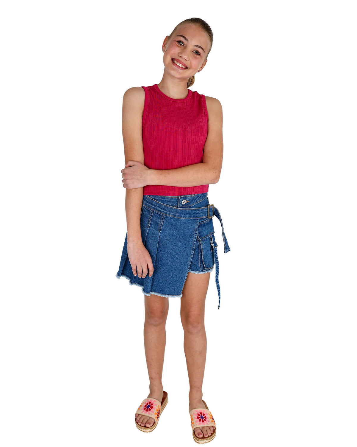Sleeveless Ribbed Longer Length Crop Top