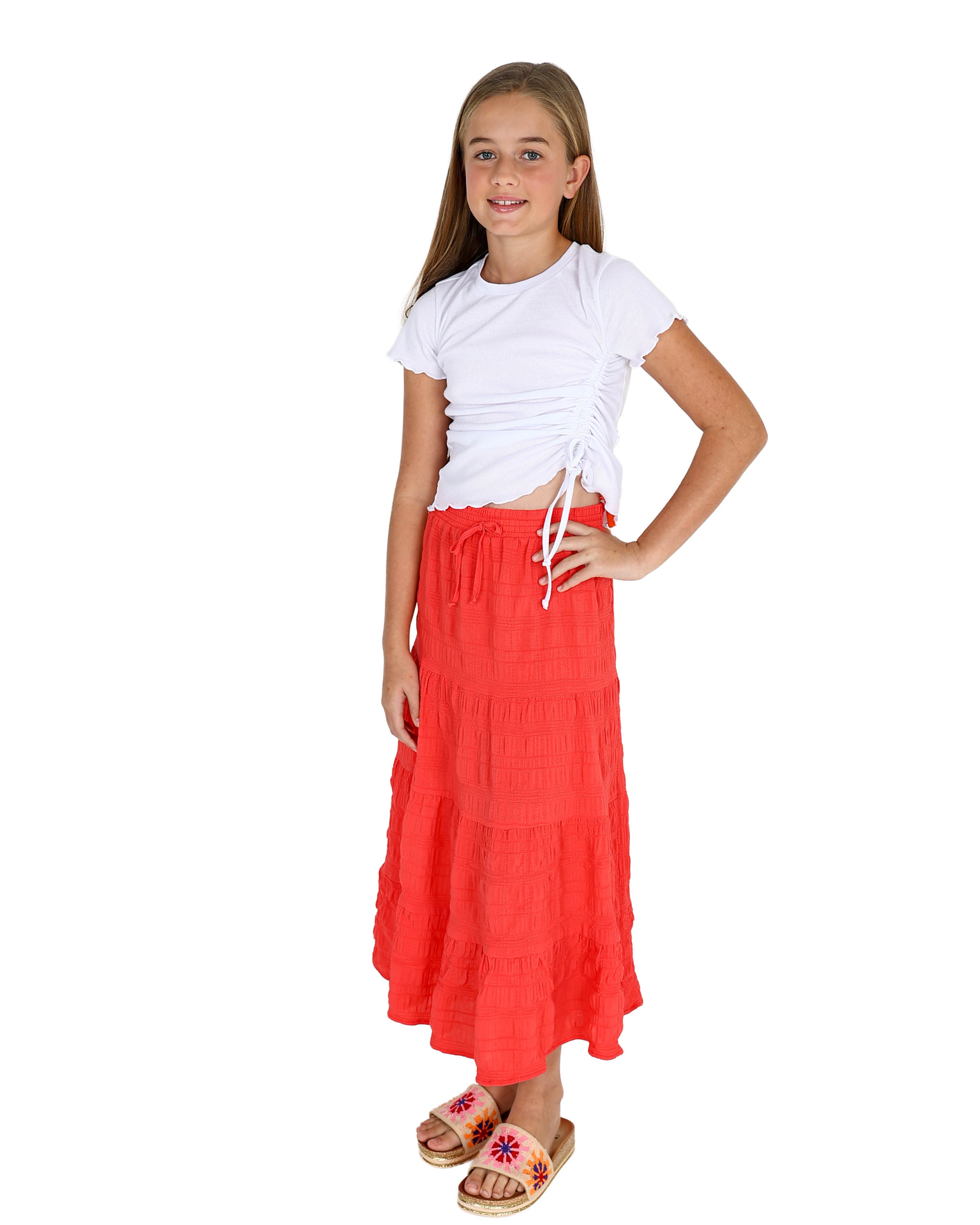 Tiered Crinkle Maxi Skirt