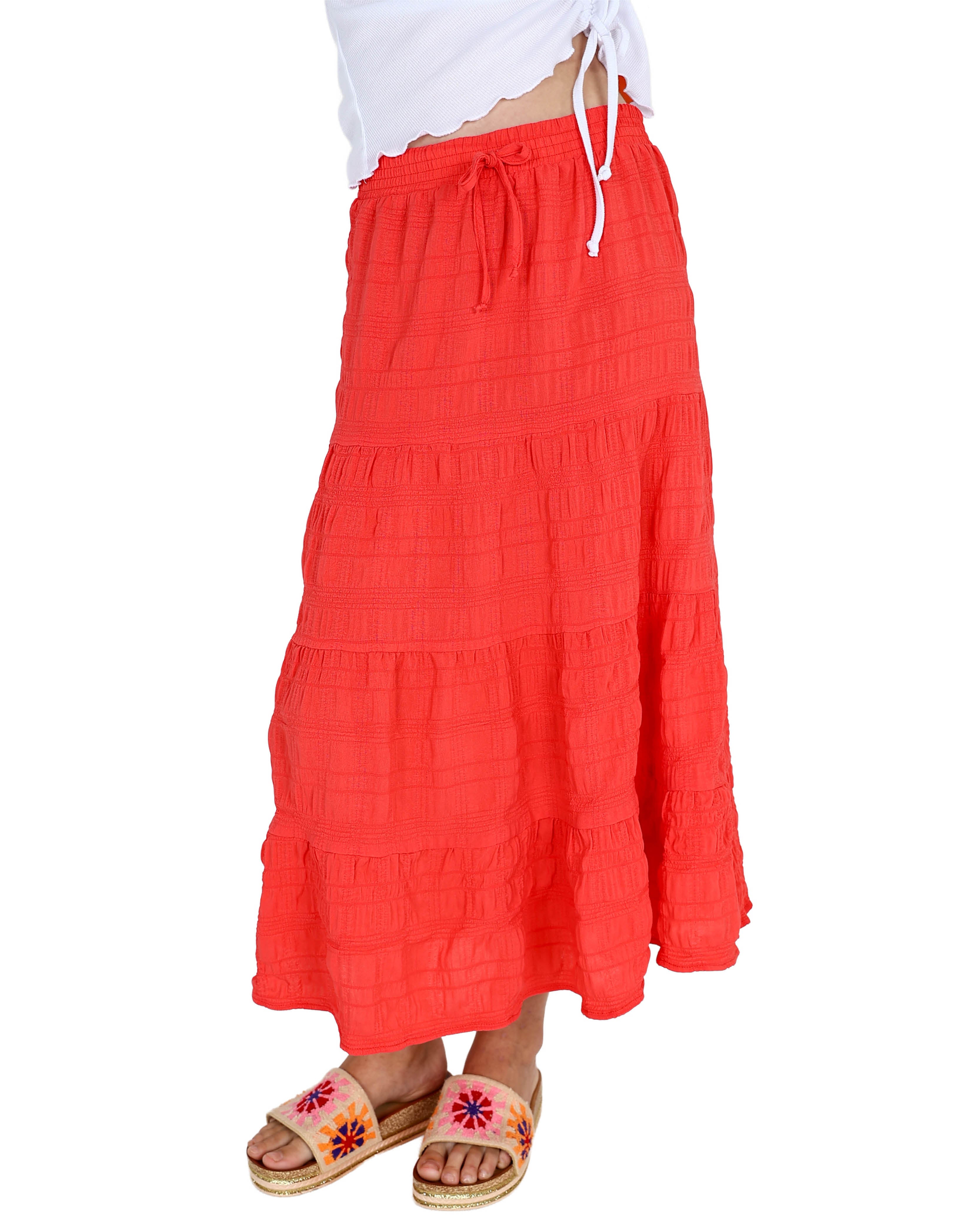 Tiered Crinkle Maxi Skirt