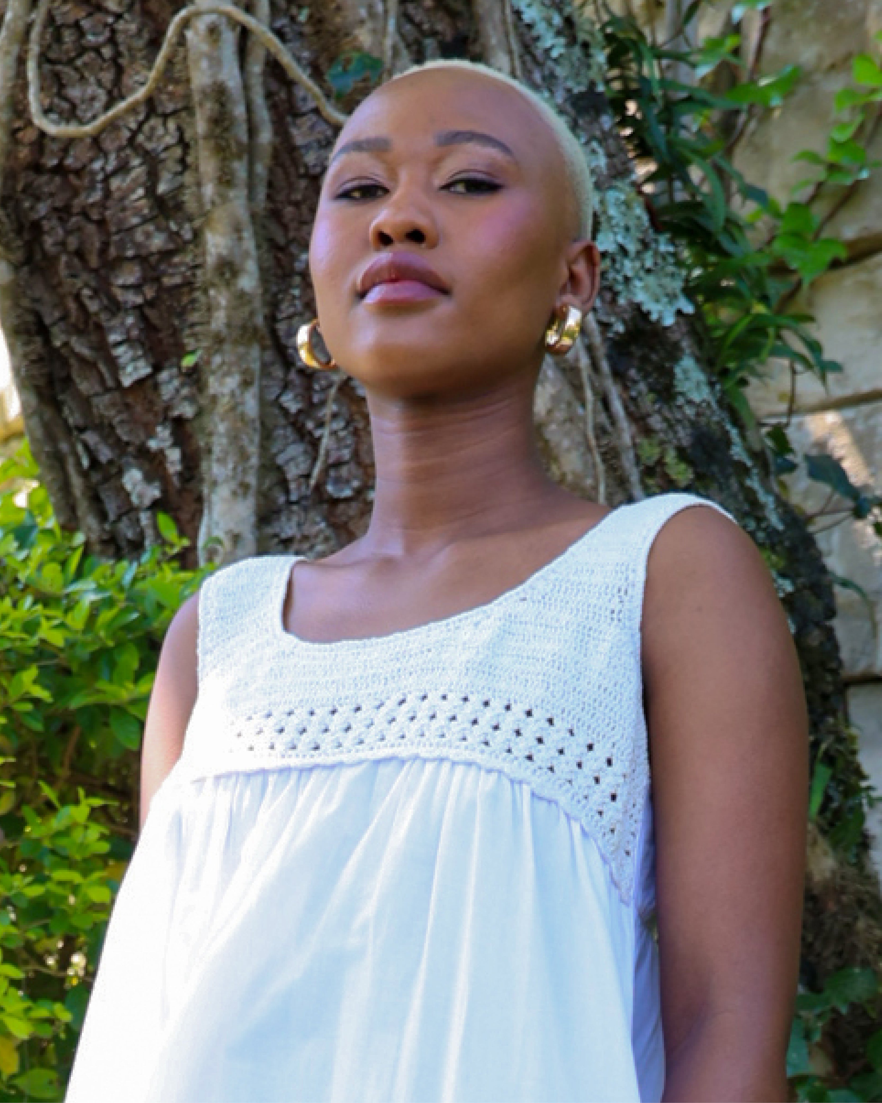 Cotton Crochet Yoke Maxi Dress