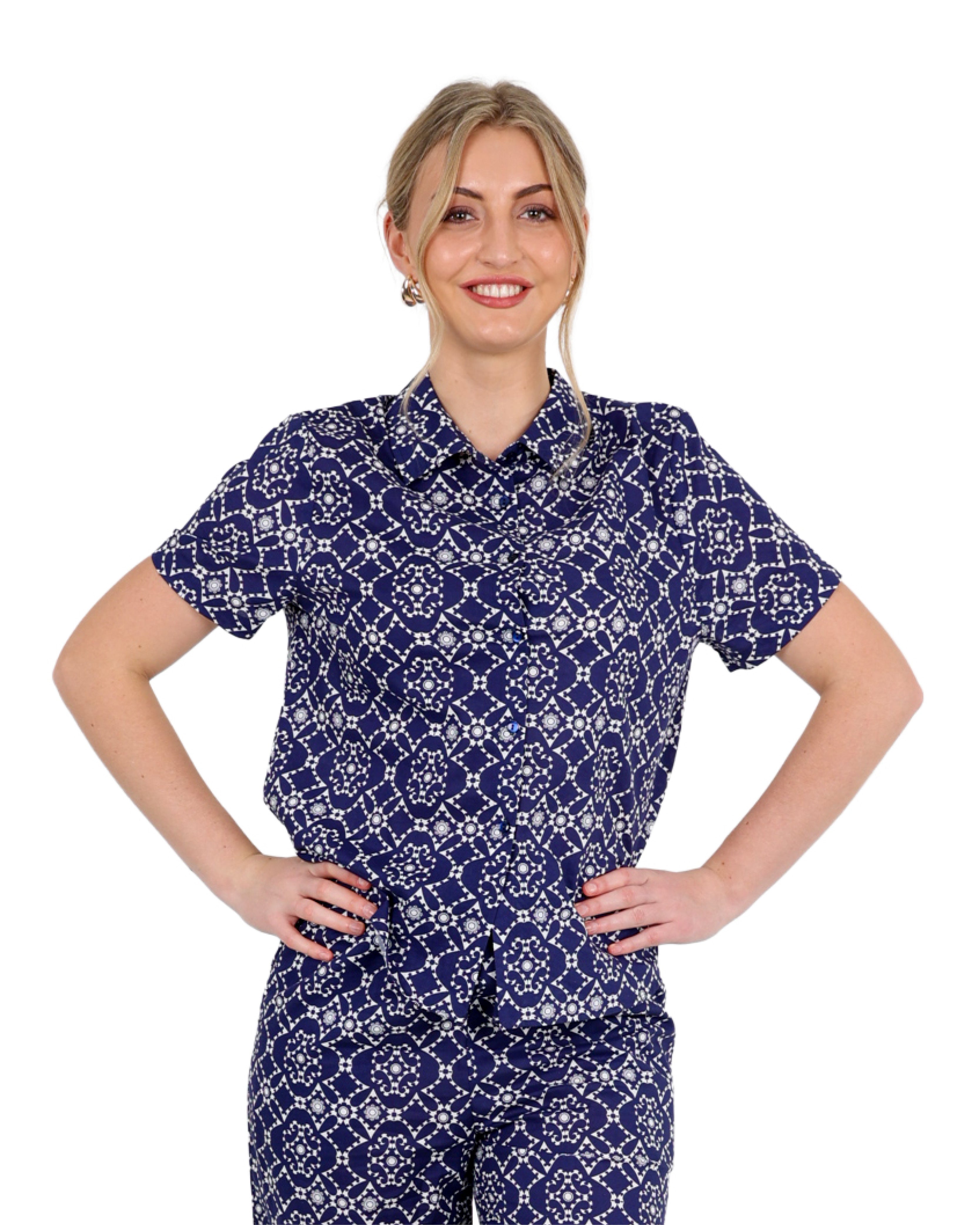 Short Sleeve Cotton Arlo Printed Blouse