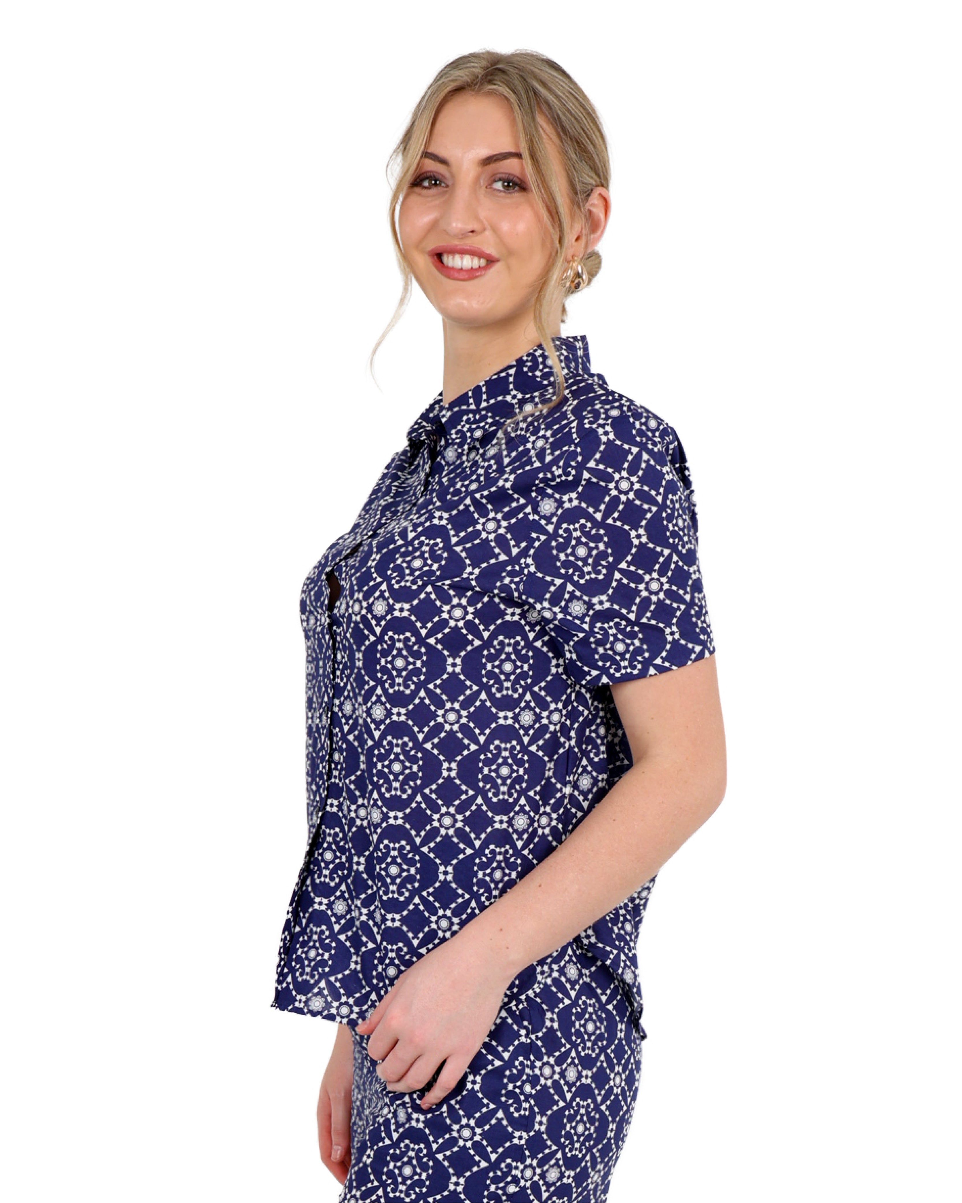 Short Sleeve Cotton Arlo Printed Blouse