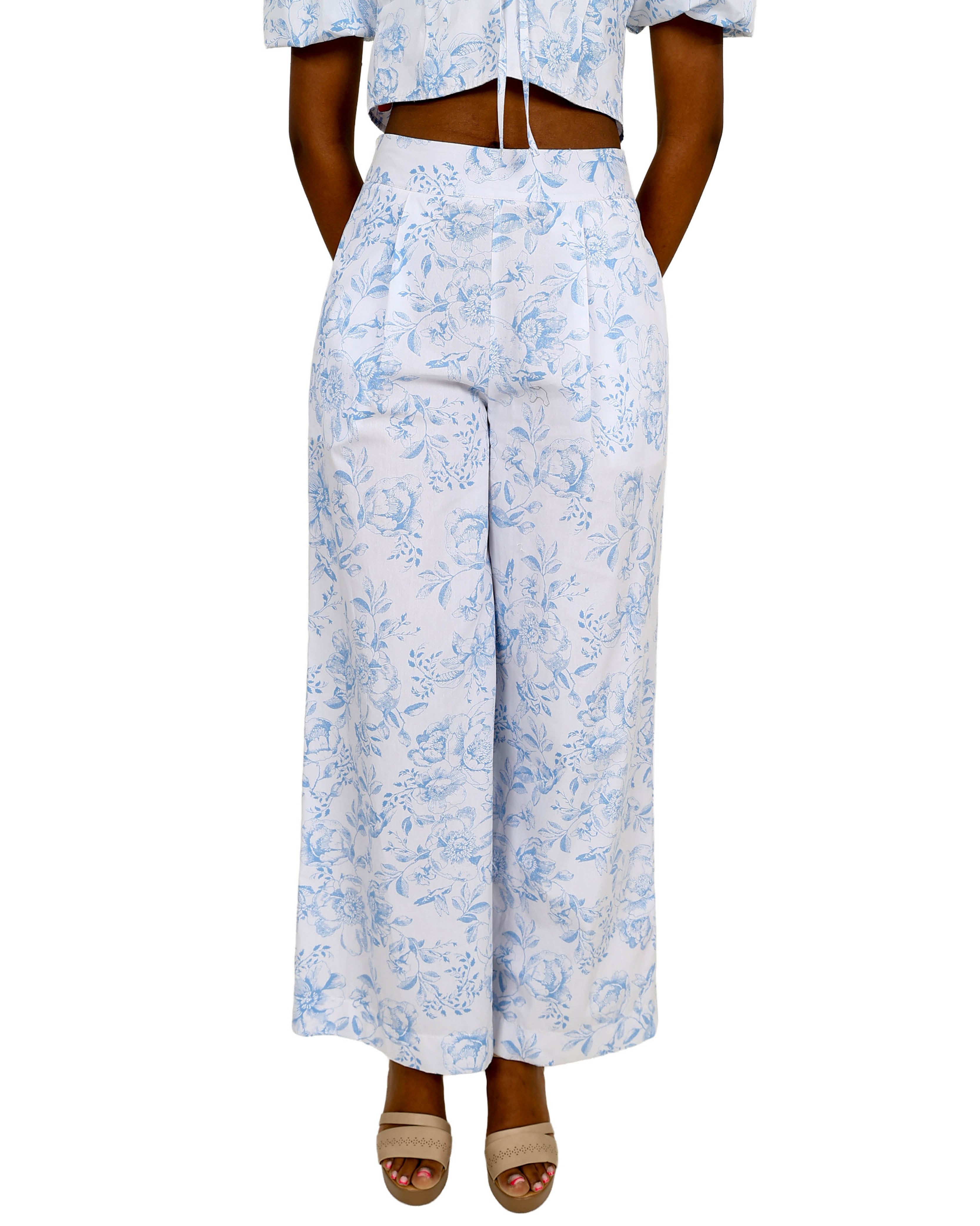 Belle Femme Cotton Toile Wide Leg Pants