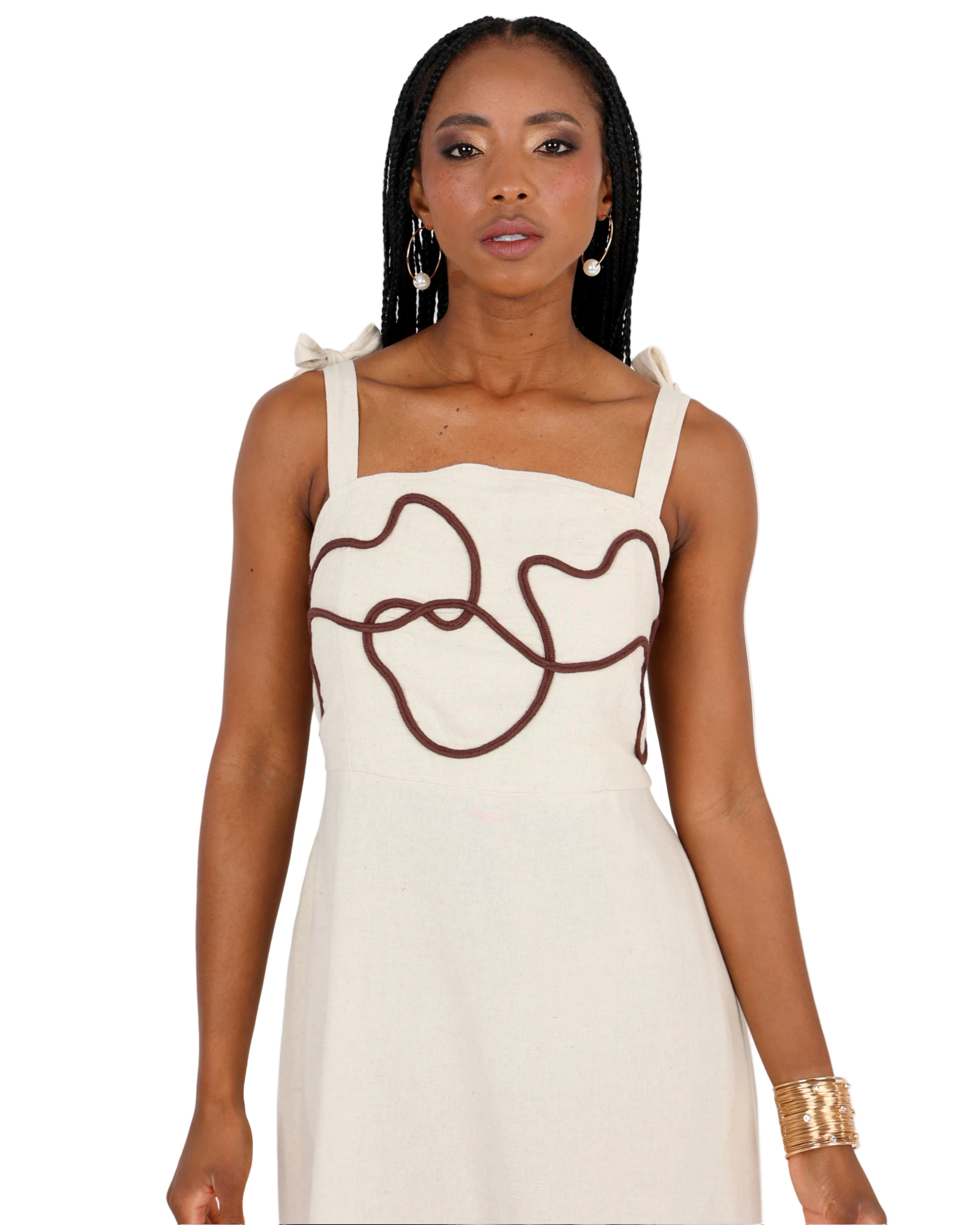 Calista Tie-Detail Midi Dress