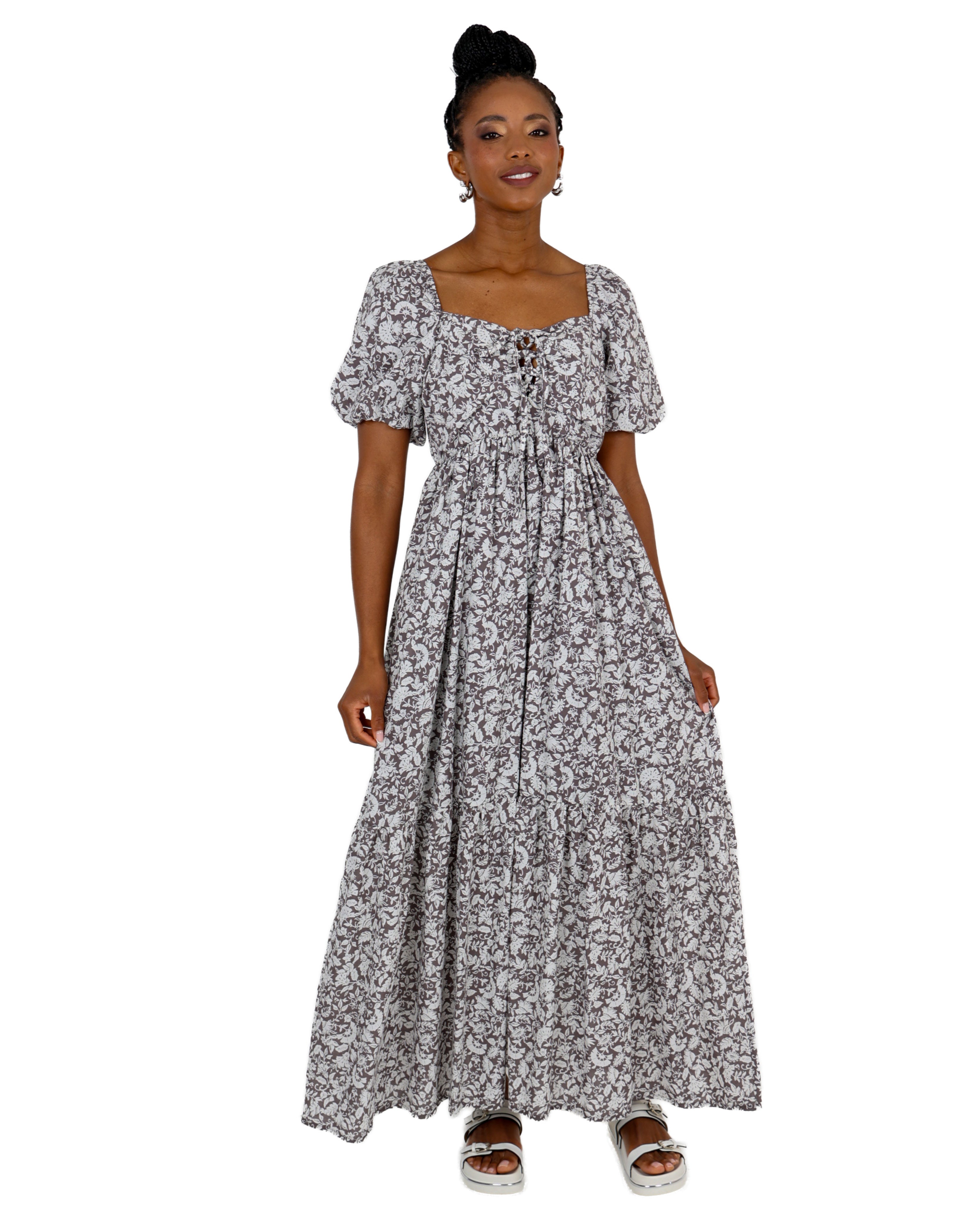 Ethereal Floral Dual Tone Cotton Maxi Dress