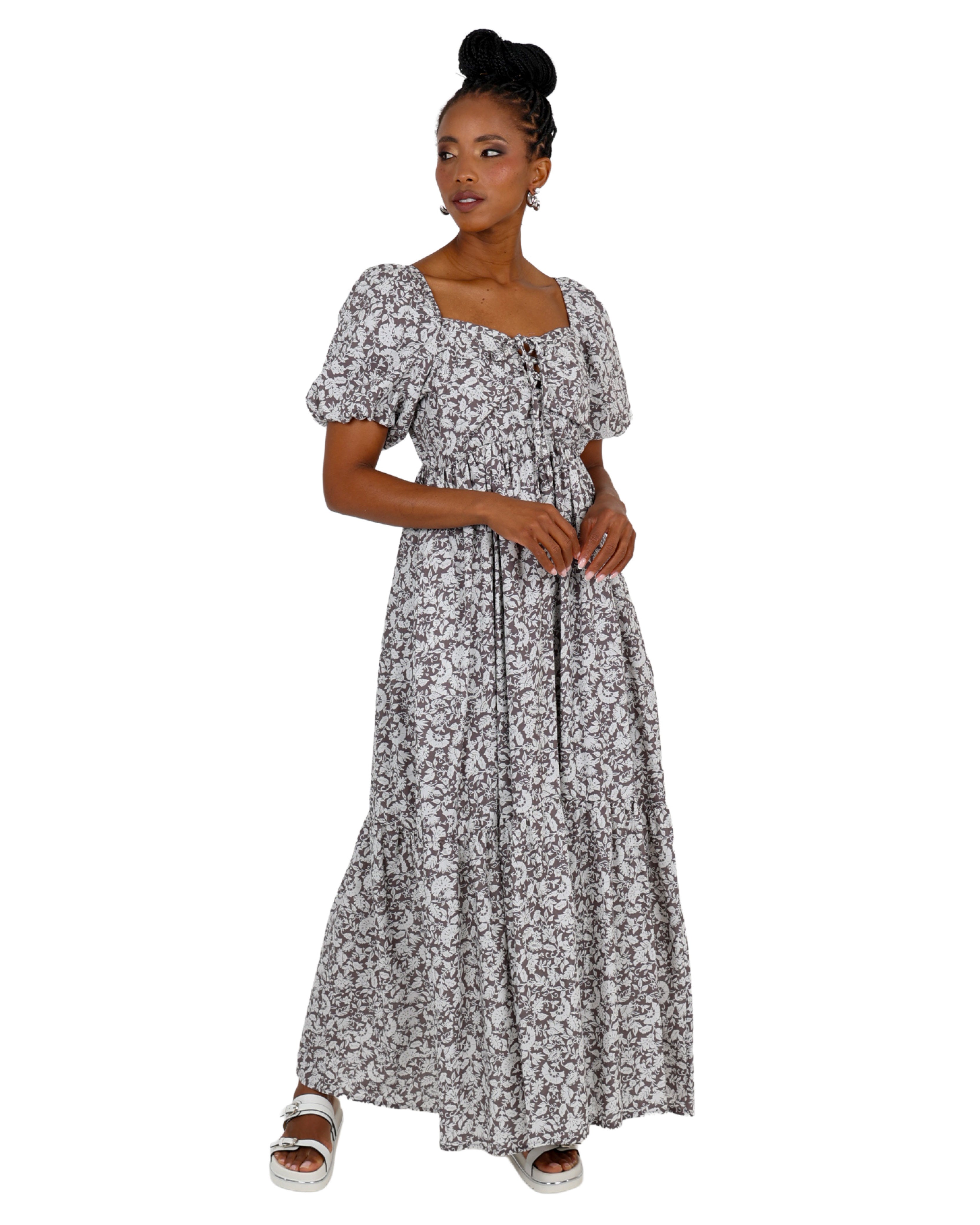 Ethereal Floral Dual Tone Cotton Maxi Dress