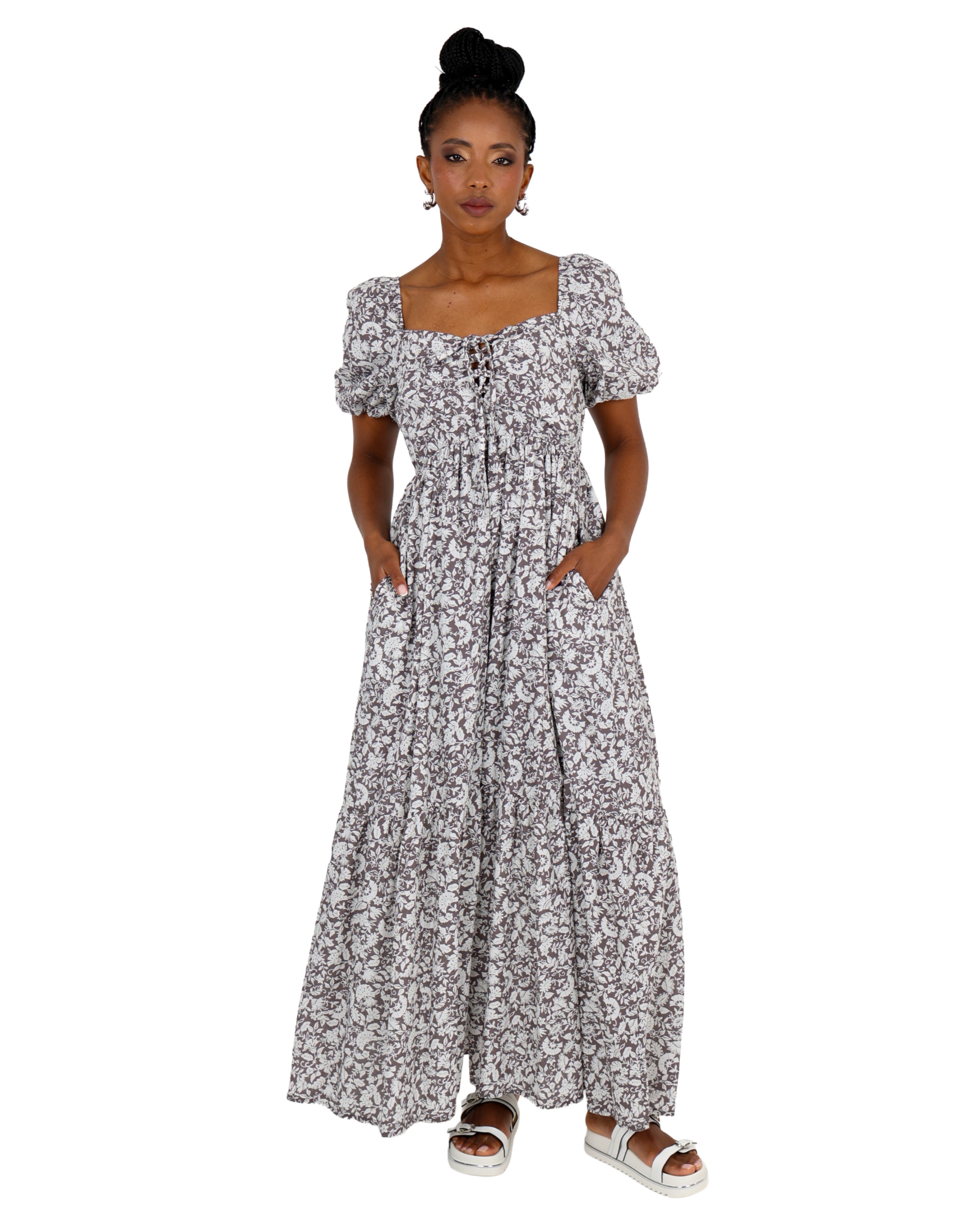 Ethereal Floral Dual Tone Cotton Maxi Dress