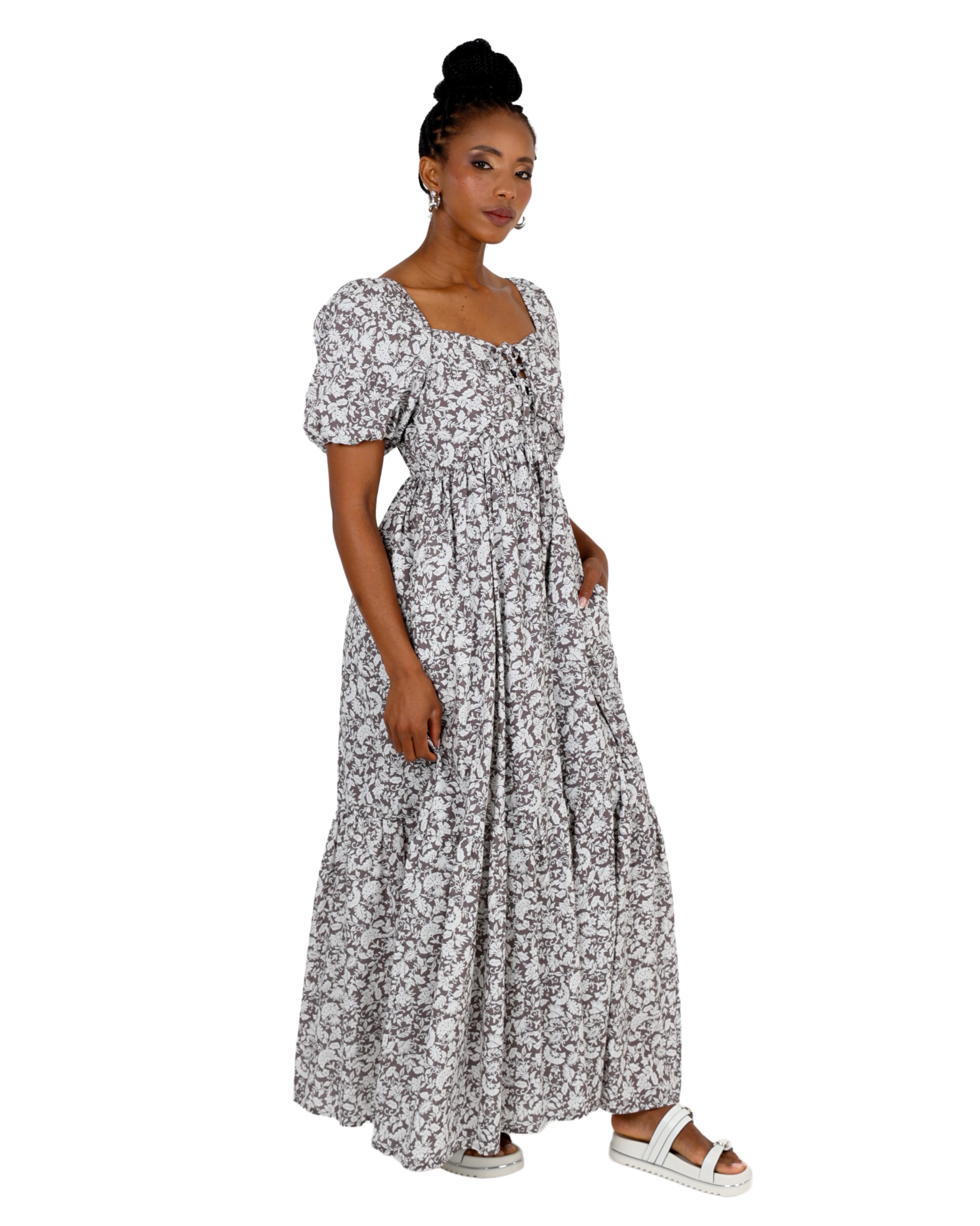 Ethereal Floral Dual Tone Cotton Maxi Dress