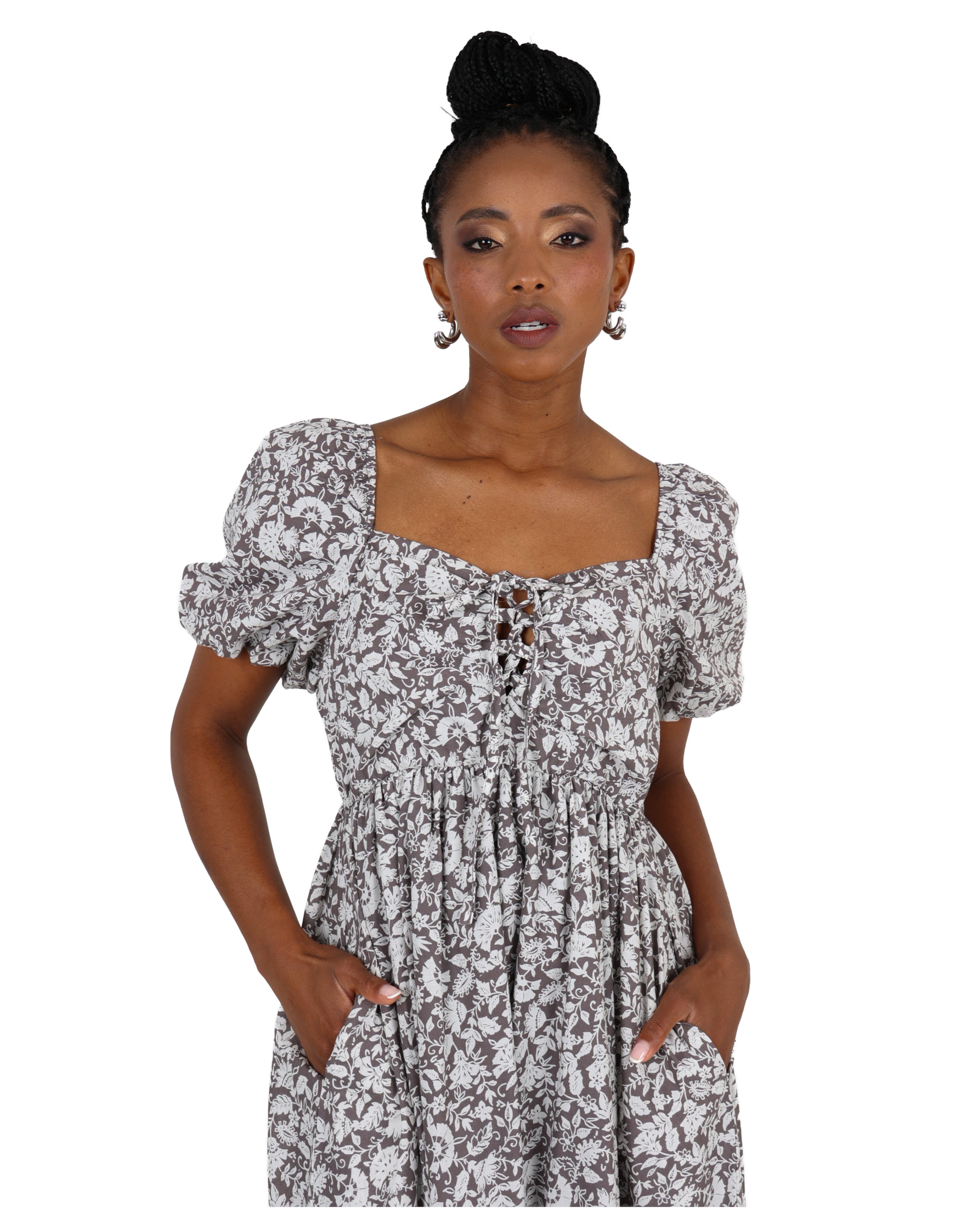 Ethereal Floral Dual Tone Cotton Maxi Dress