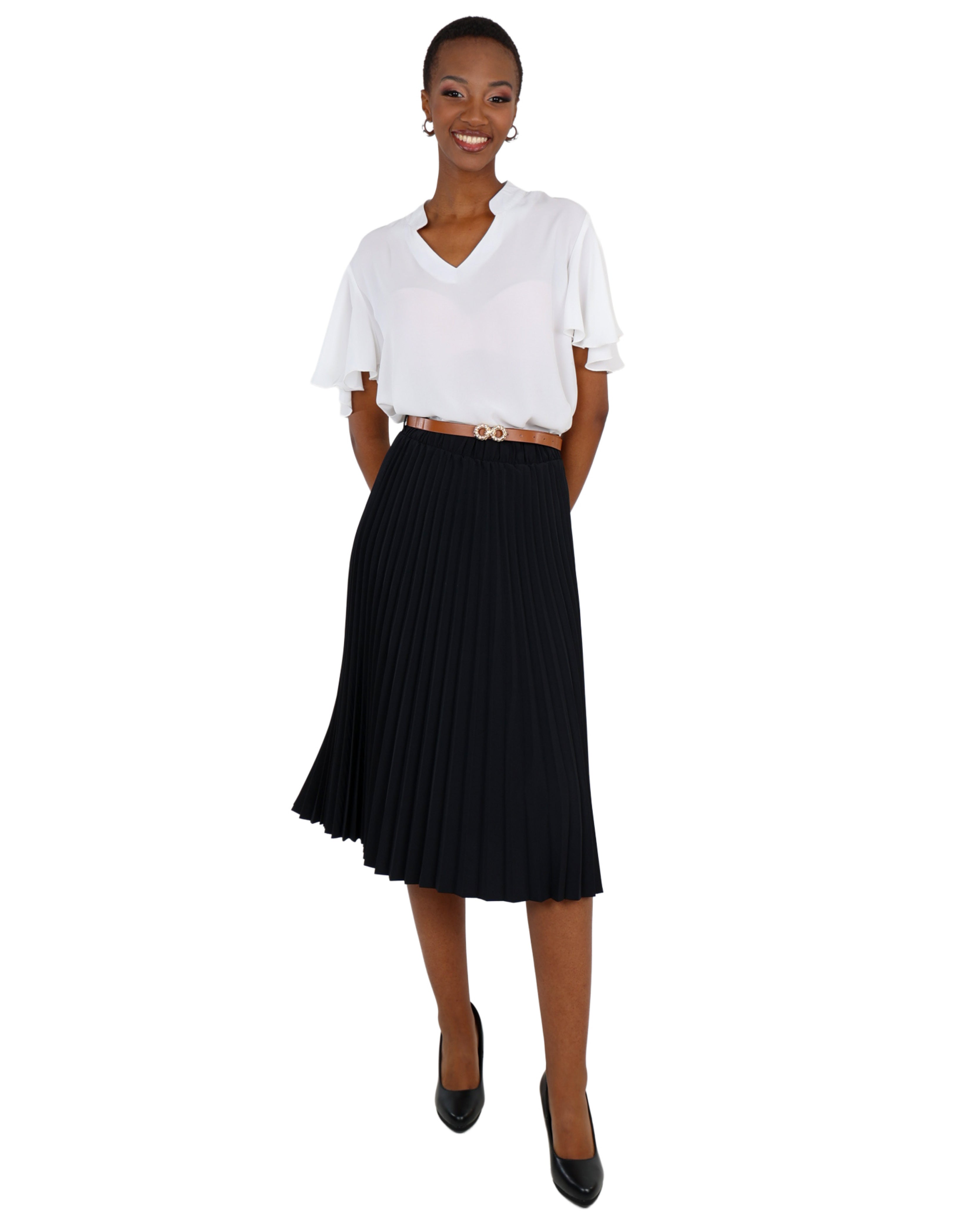 V-Neck Flutter Sleeve Blouse